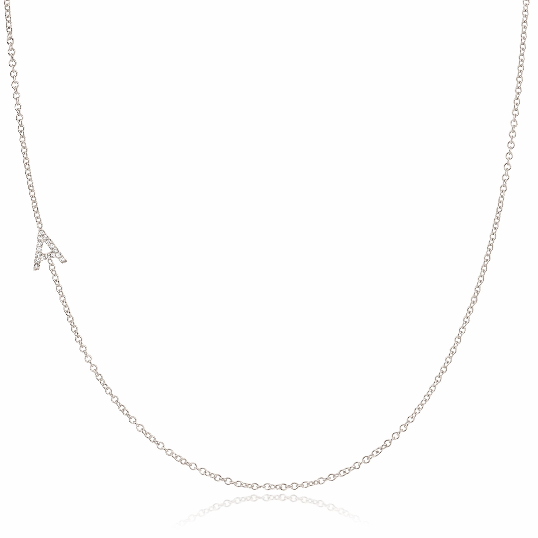 14k Gold Asymmetrical Letter Necklace - A