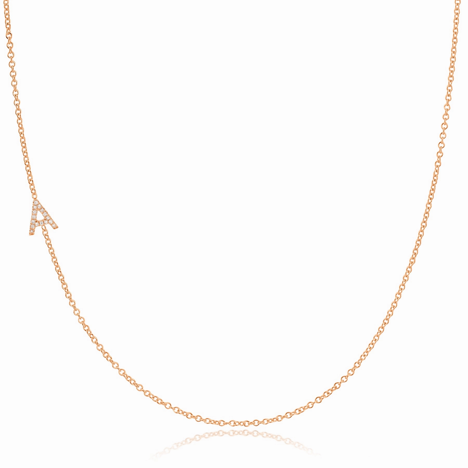14k Gold Asymmetrical Letter Necklace - A