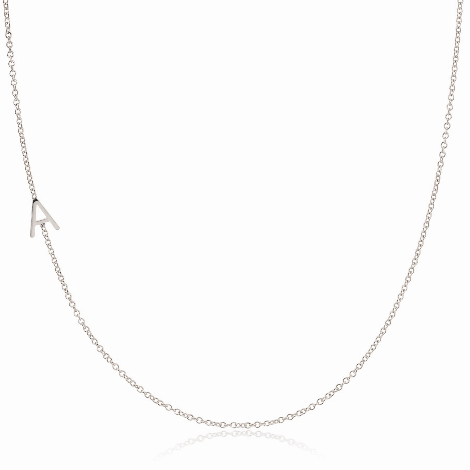 14k Gold Asymmetrical Letter Necklace - A