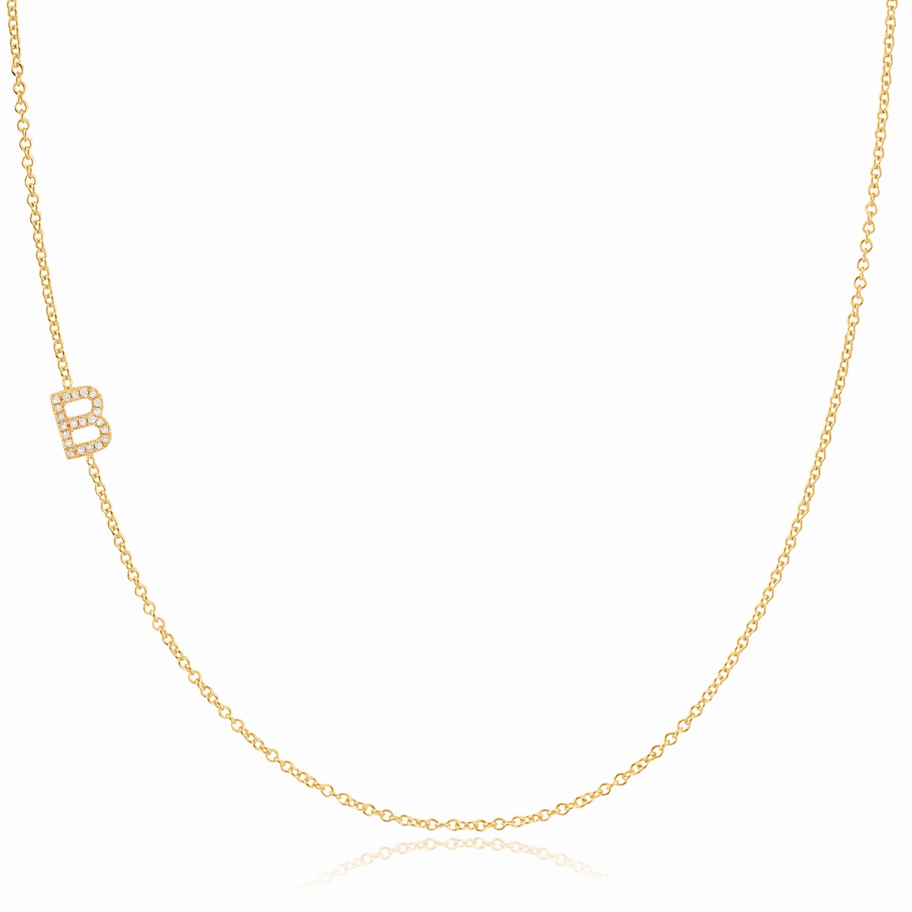 14k Gold Asymmetrical Letter Necklace - B