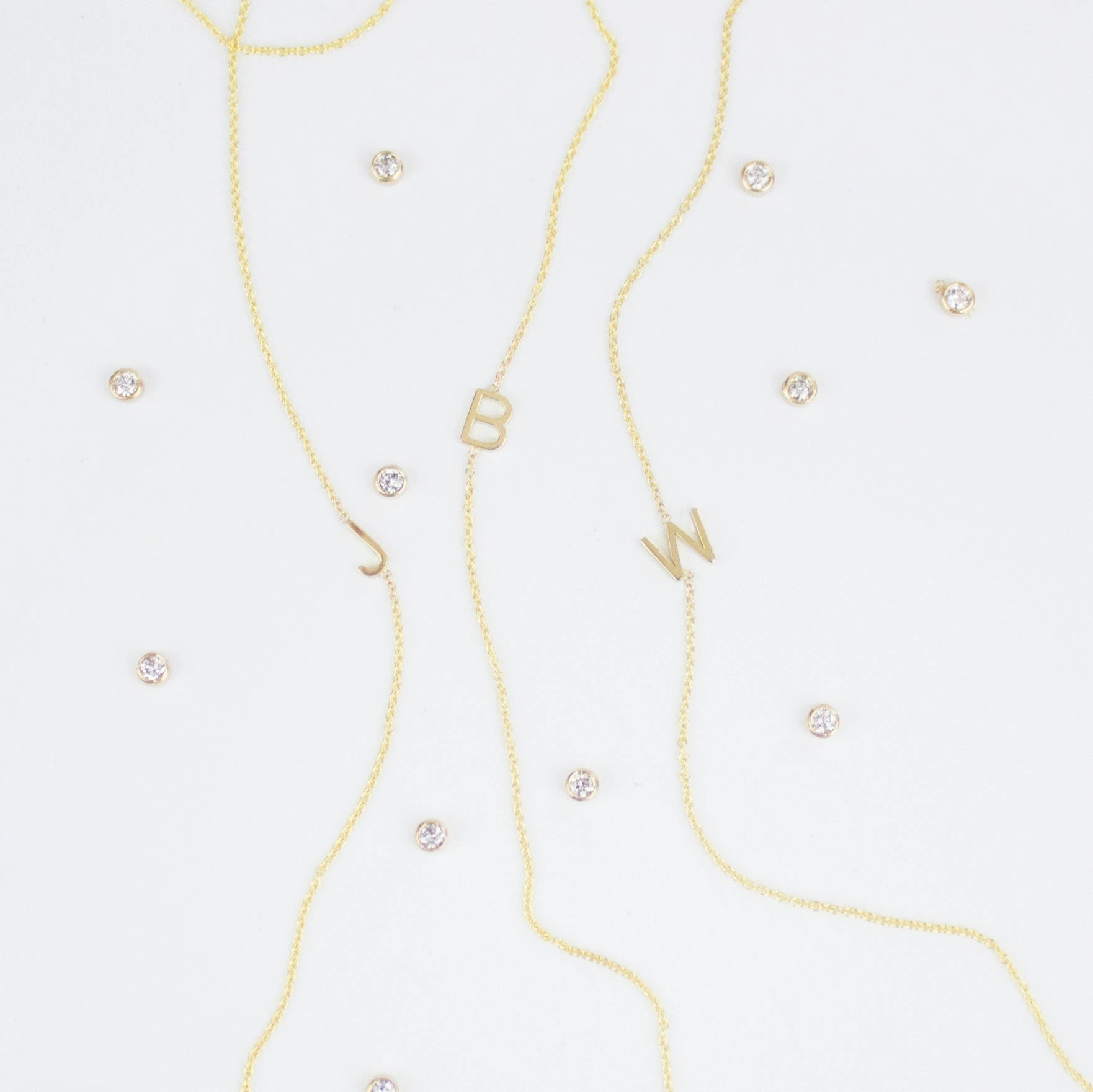 14k Gold Asymmetrical Letter Necklace - B