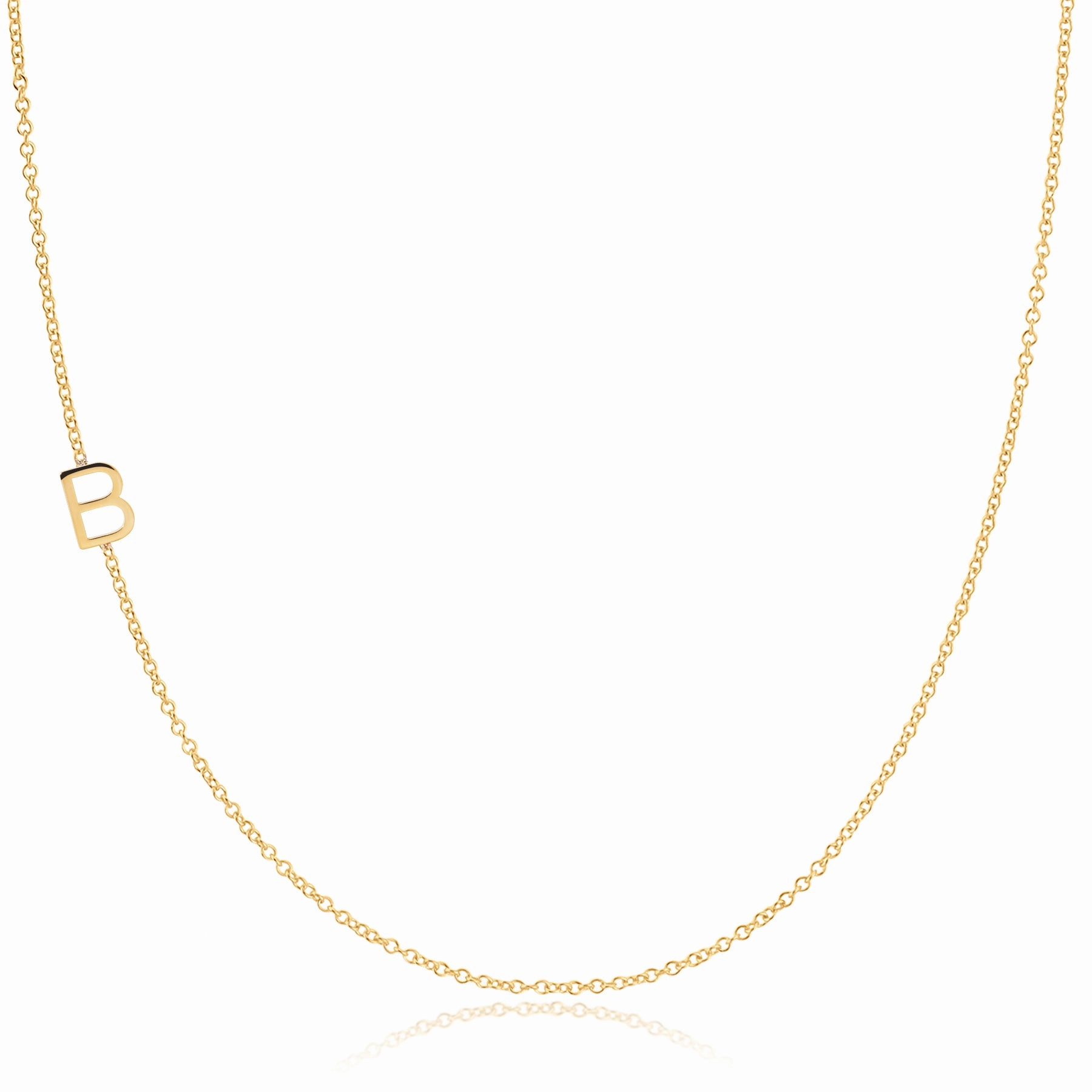 14k Gold Asymmetrical Letter Necklace - B