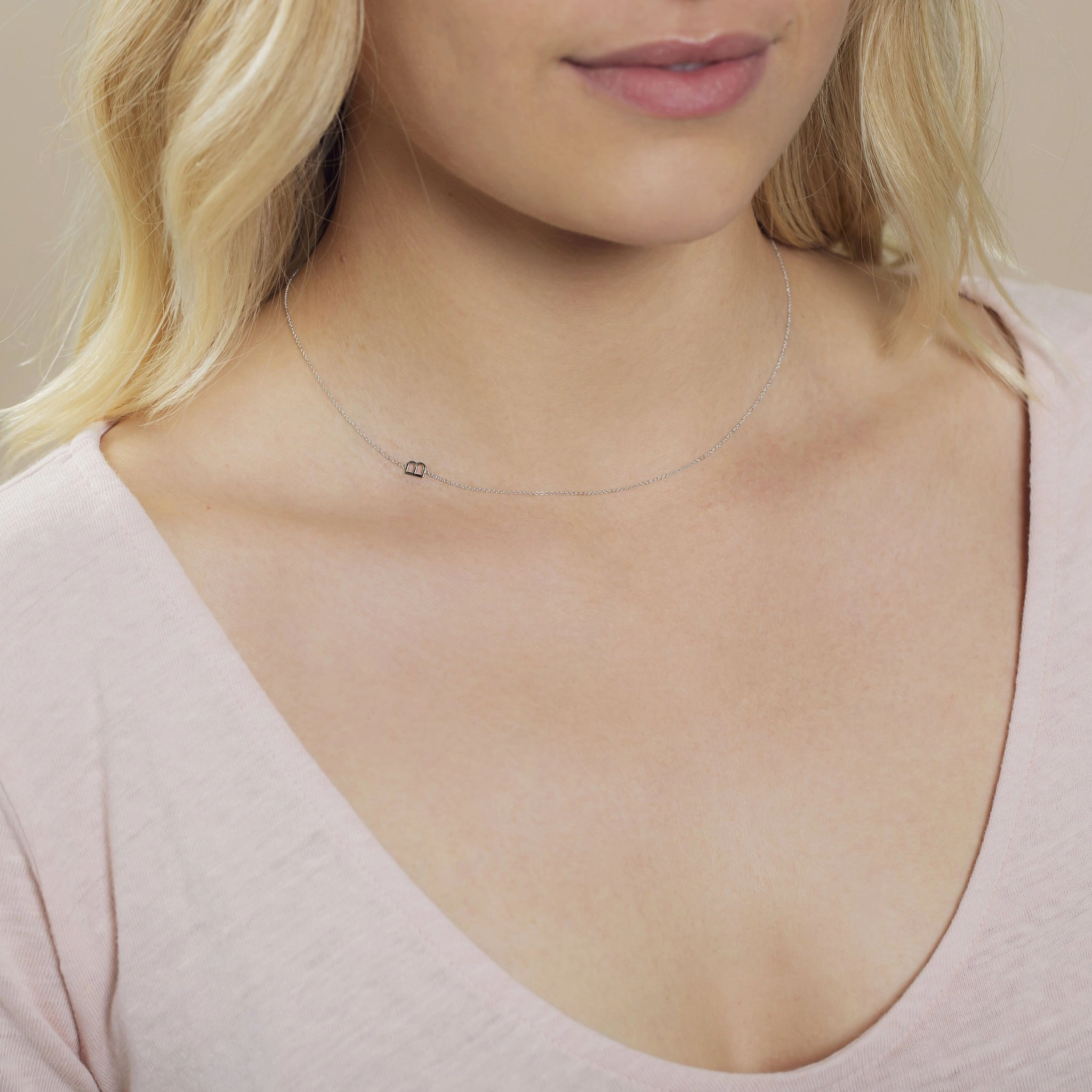 14k Gold Asymmetrical Letter Necklace - B