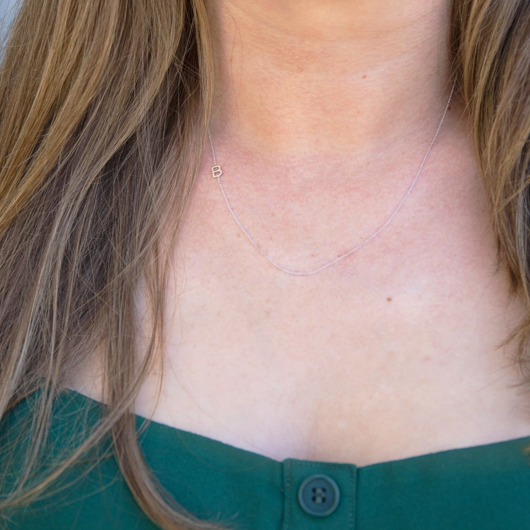 14k Gold Asymmetrical Letter Necklace - B