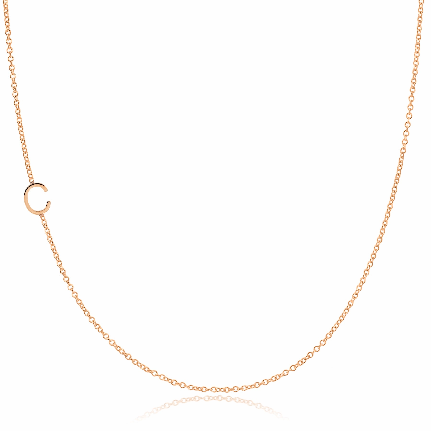 14k Gold Asymmetrical Letter Necklace - C