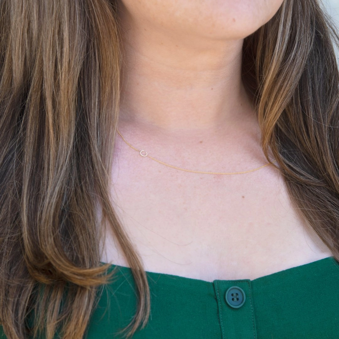 14k Gold Asymmetrical Letter Necklace - C