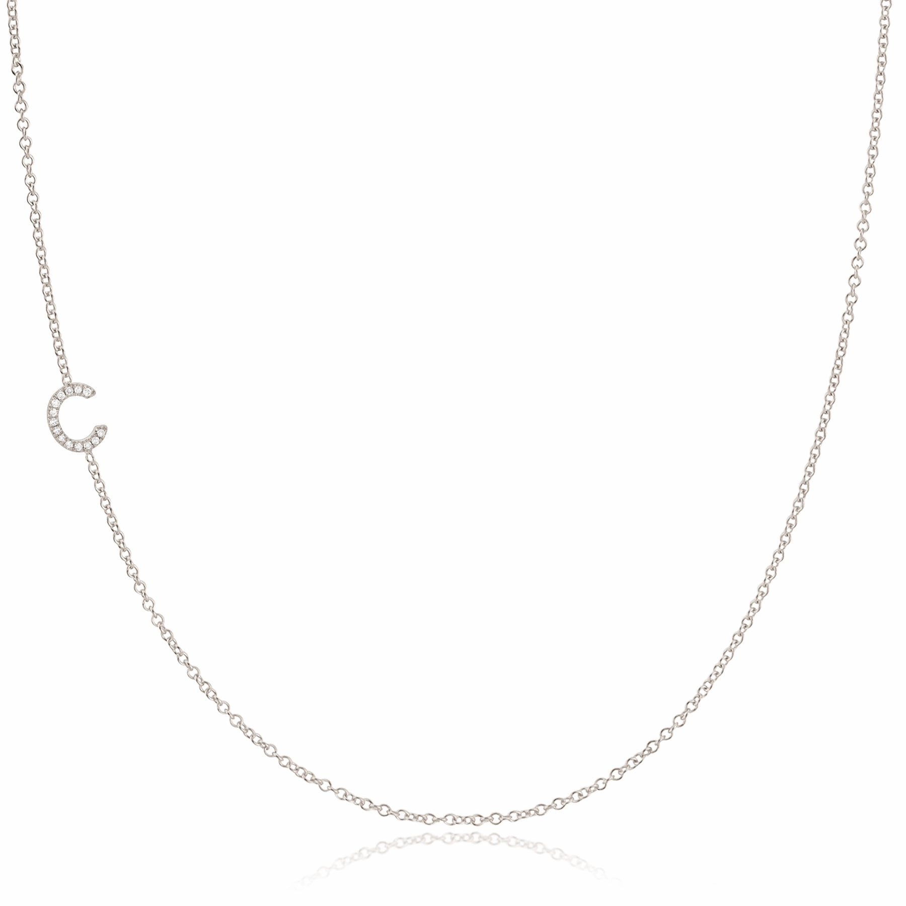 14k Gold Asymmetrical Letter Necklace - C