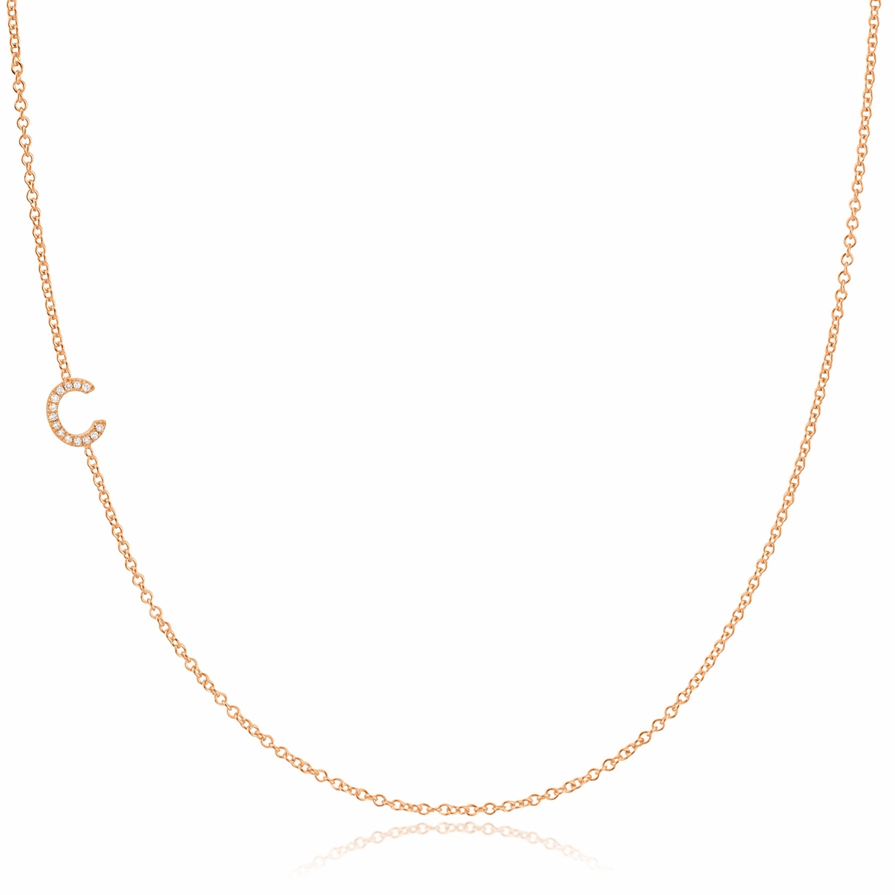14k Gold Asymmetrical Letter Necklace - C