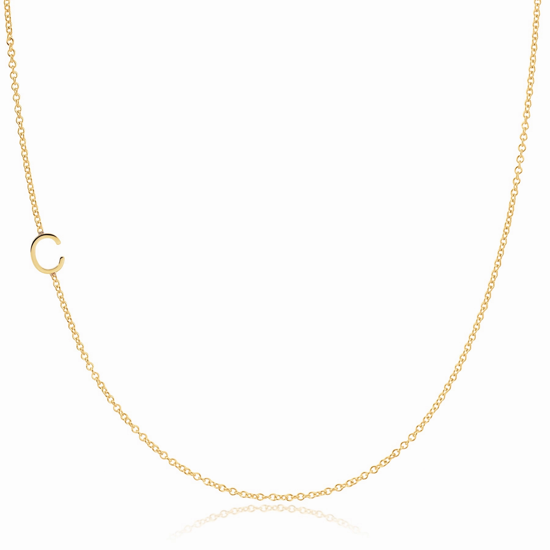 14k Gold Asymmetrical Letter Necklace - C
