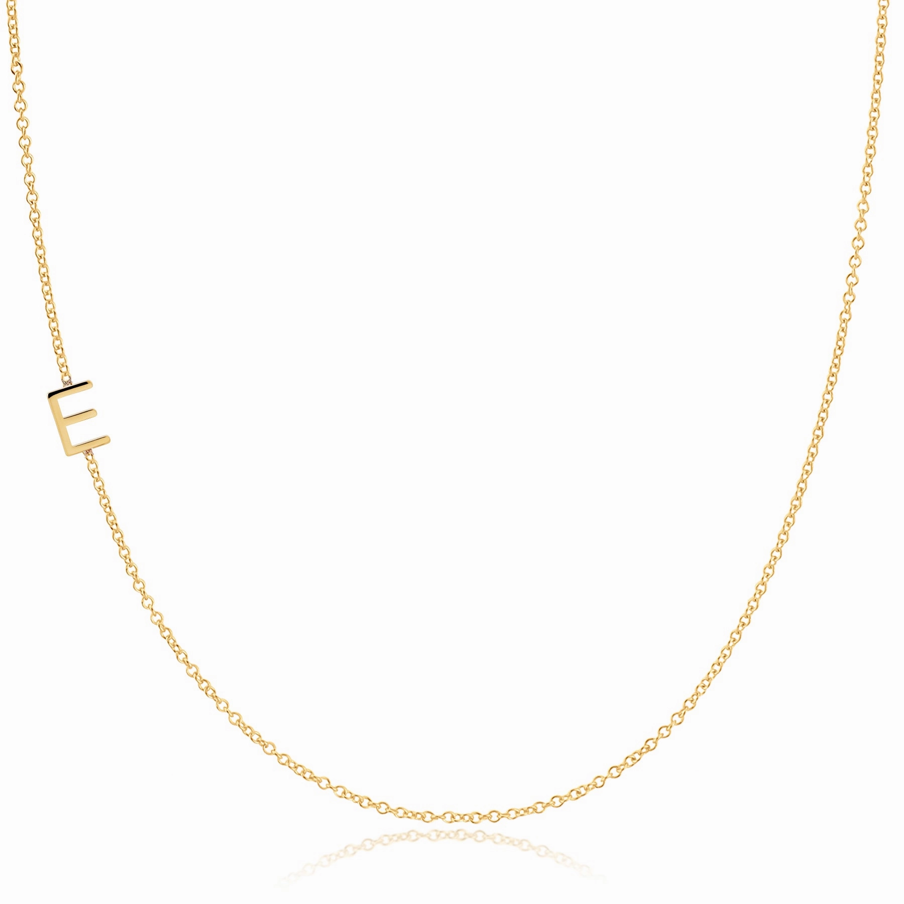 14k Gold Asymmetrical Letter Necklace - E