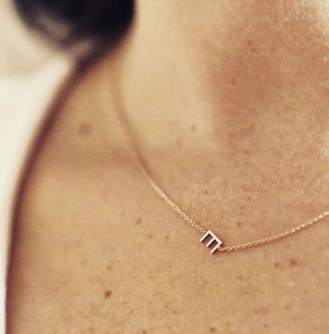 14k Gold Asymmetrical Letter Necklace - E