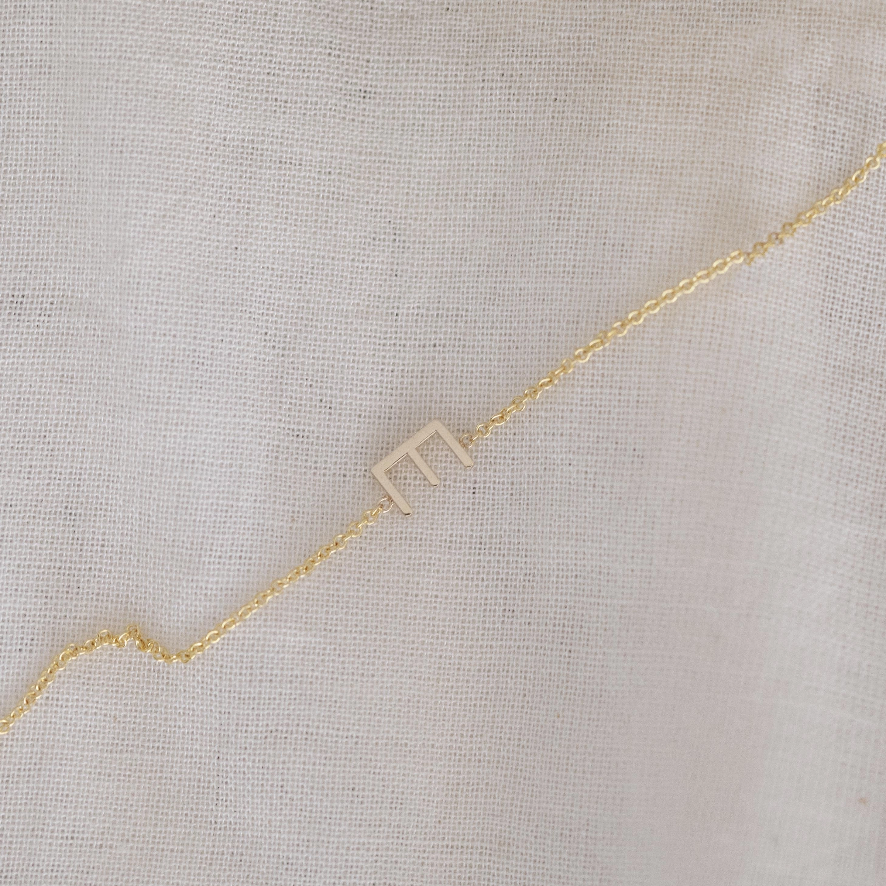 14k Gold Asymmetrical Letter Necklace - E