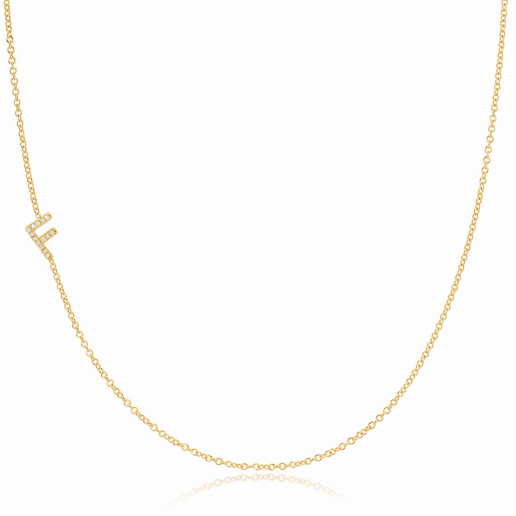 14k Gold Asymmetrical Letter Necklace - F