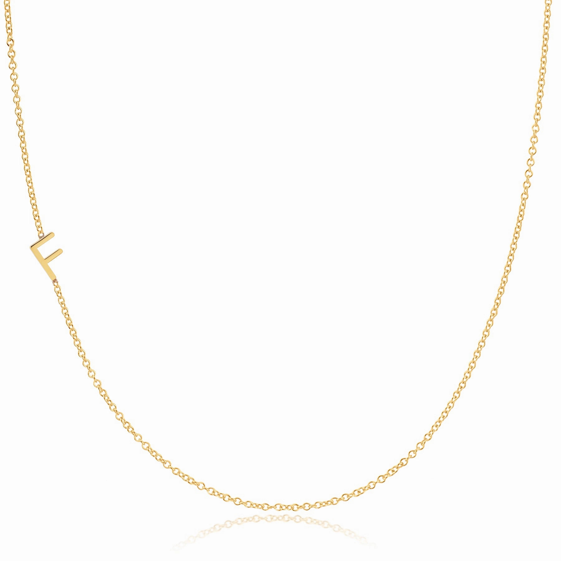 14k Gold Asymmetrical Letter Necklace - F
