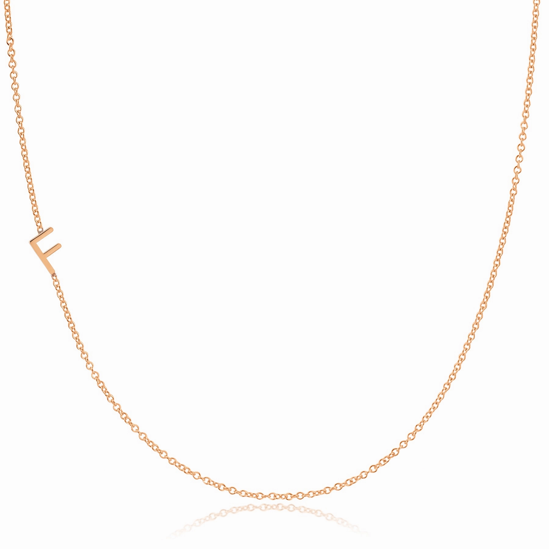 14k Gold Asymmetrical Letter Necklace - F