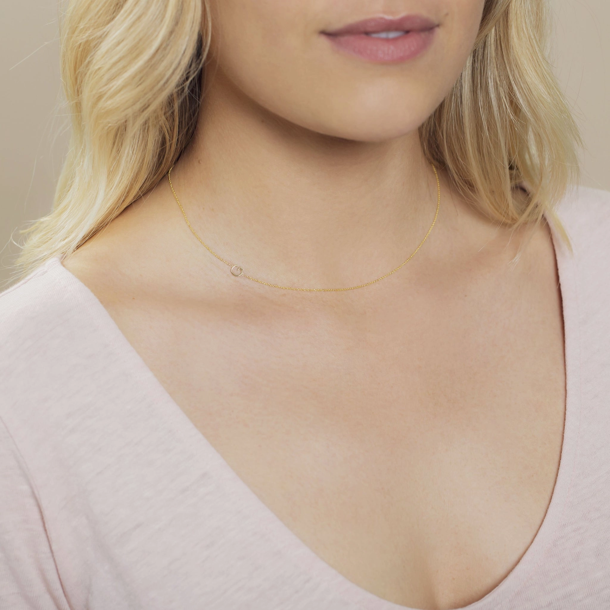14k Gold Asymmetrical Letter Necklace - G