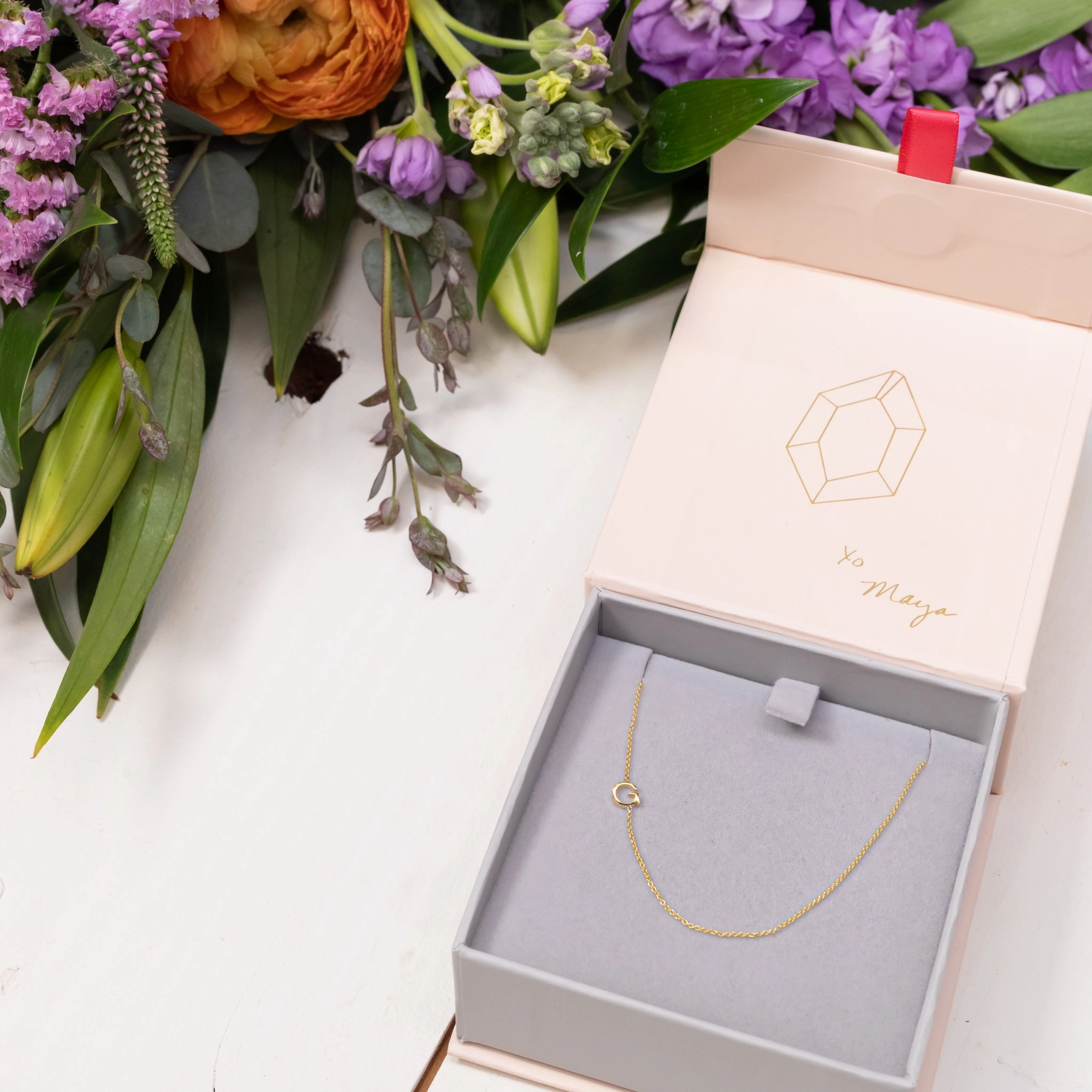 14k Gold Asymmetrical Letter Necklace - G