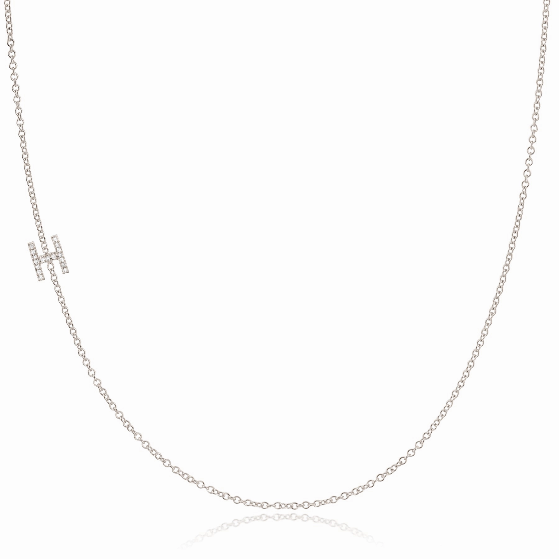 14k Gold Asymmetrical Letter Necklace - H