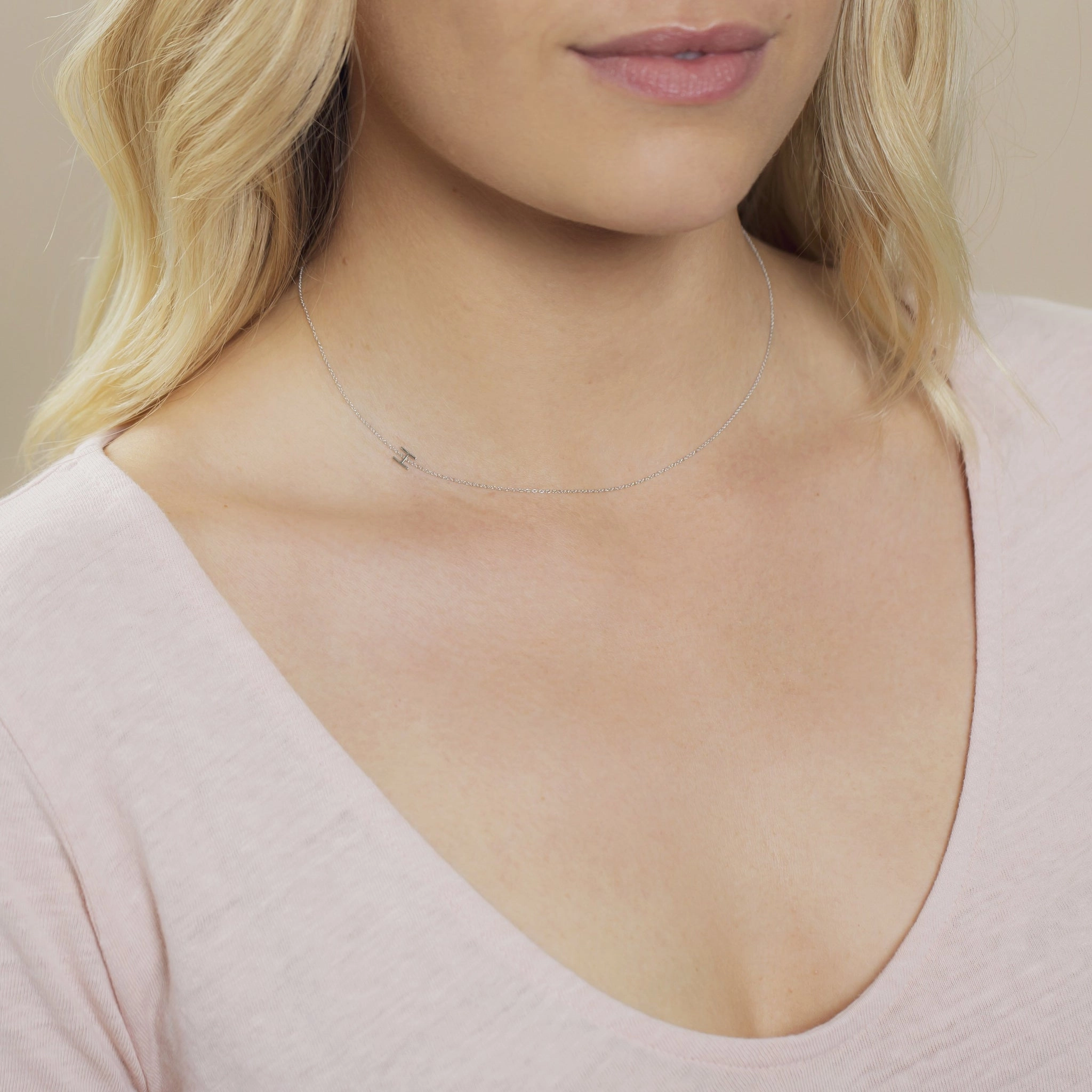 14k Gold Asymmetrical Letter Necklace - H