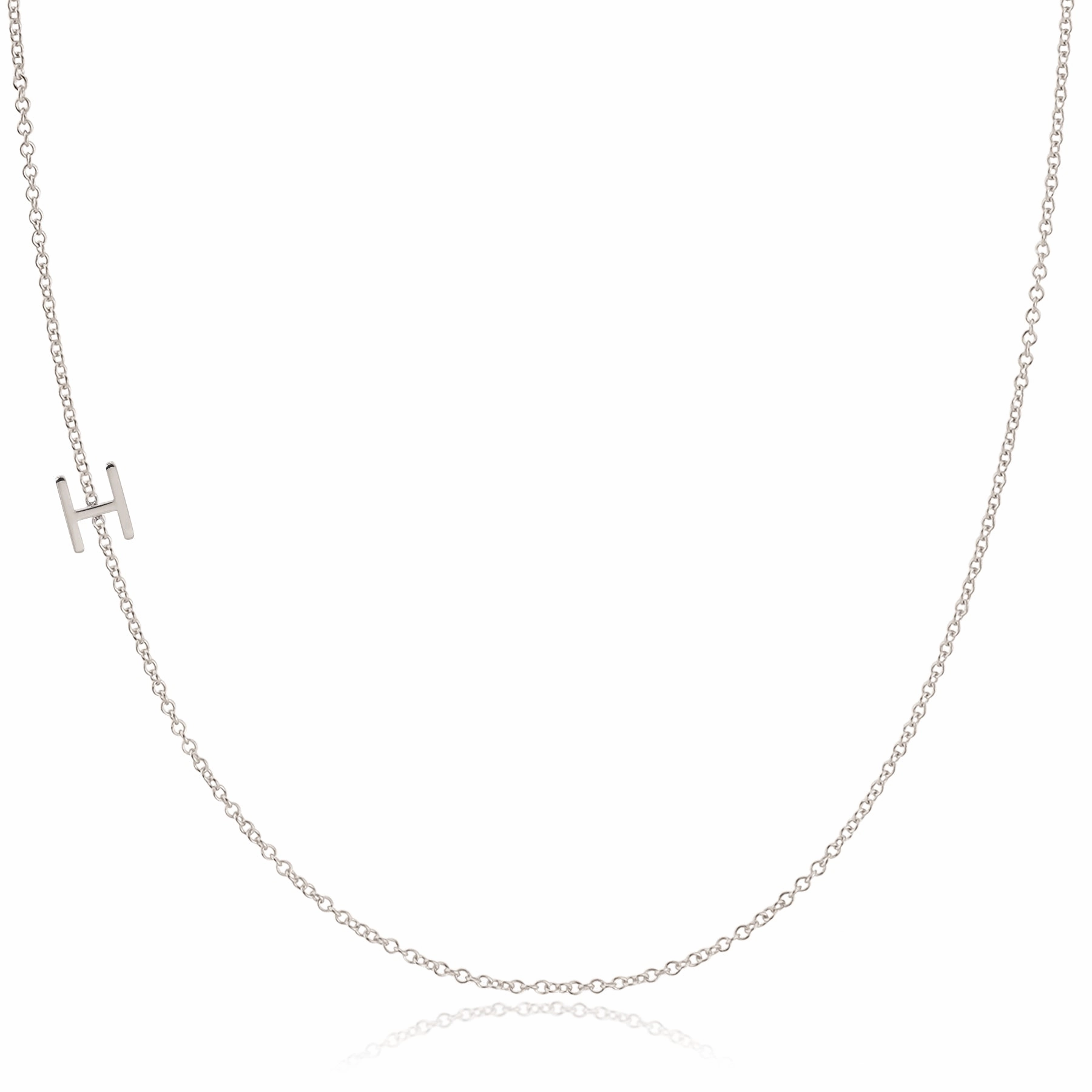 14k Gold Asymmetrical Letter Necklace - H