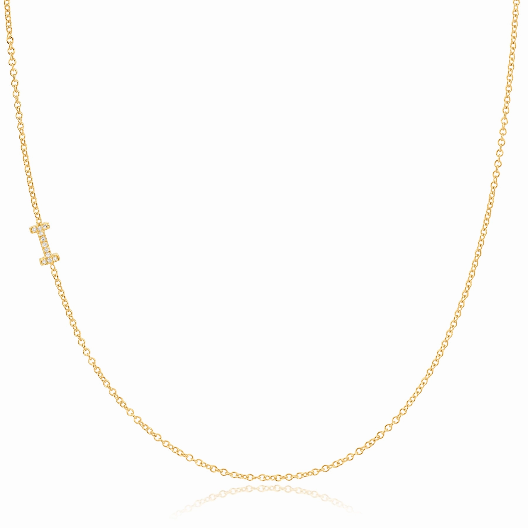 14k Gold Asymmetrical Letter Necklace - I