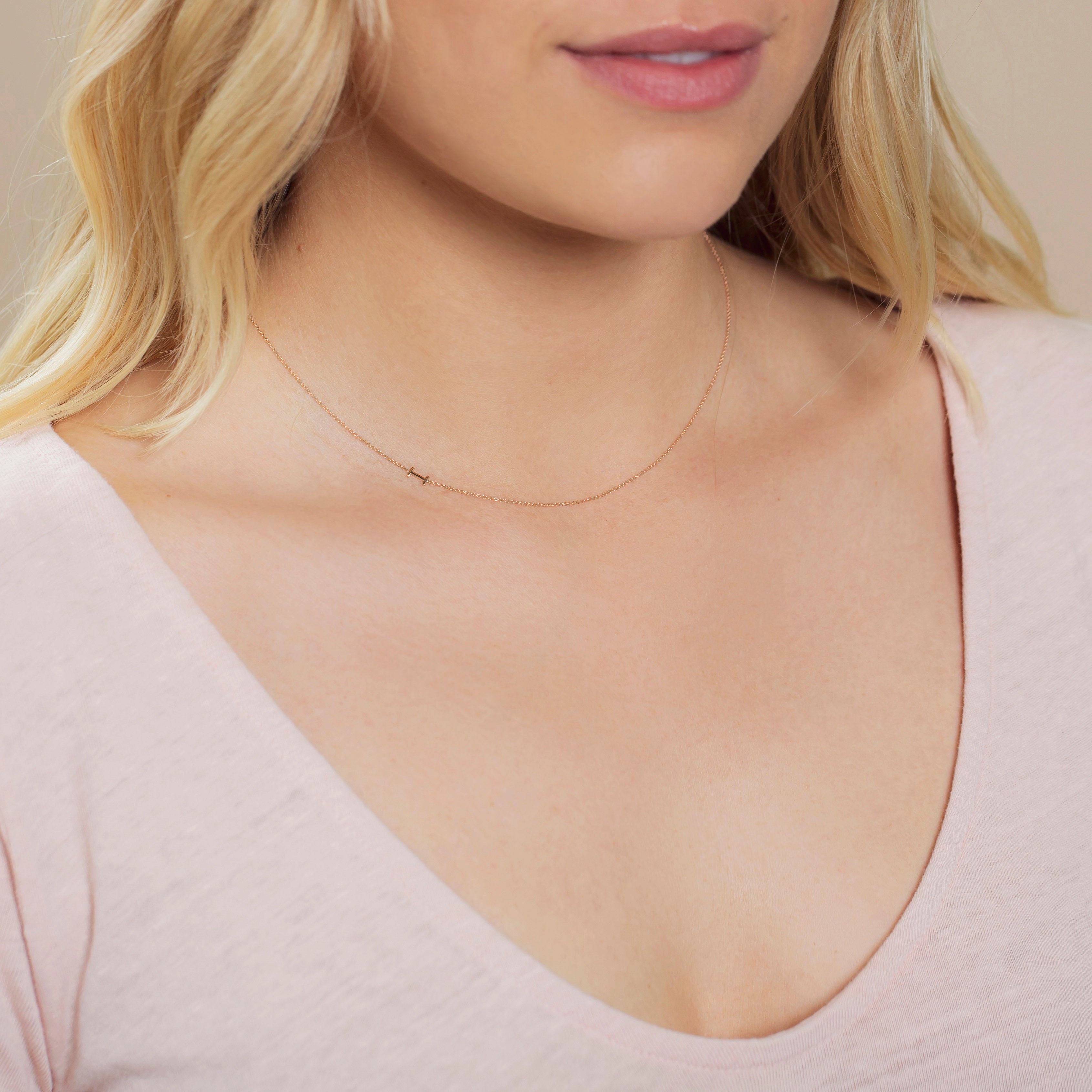14k Gold Asymmetrical Letter Necklace - I