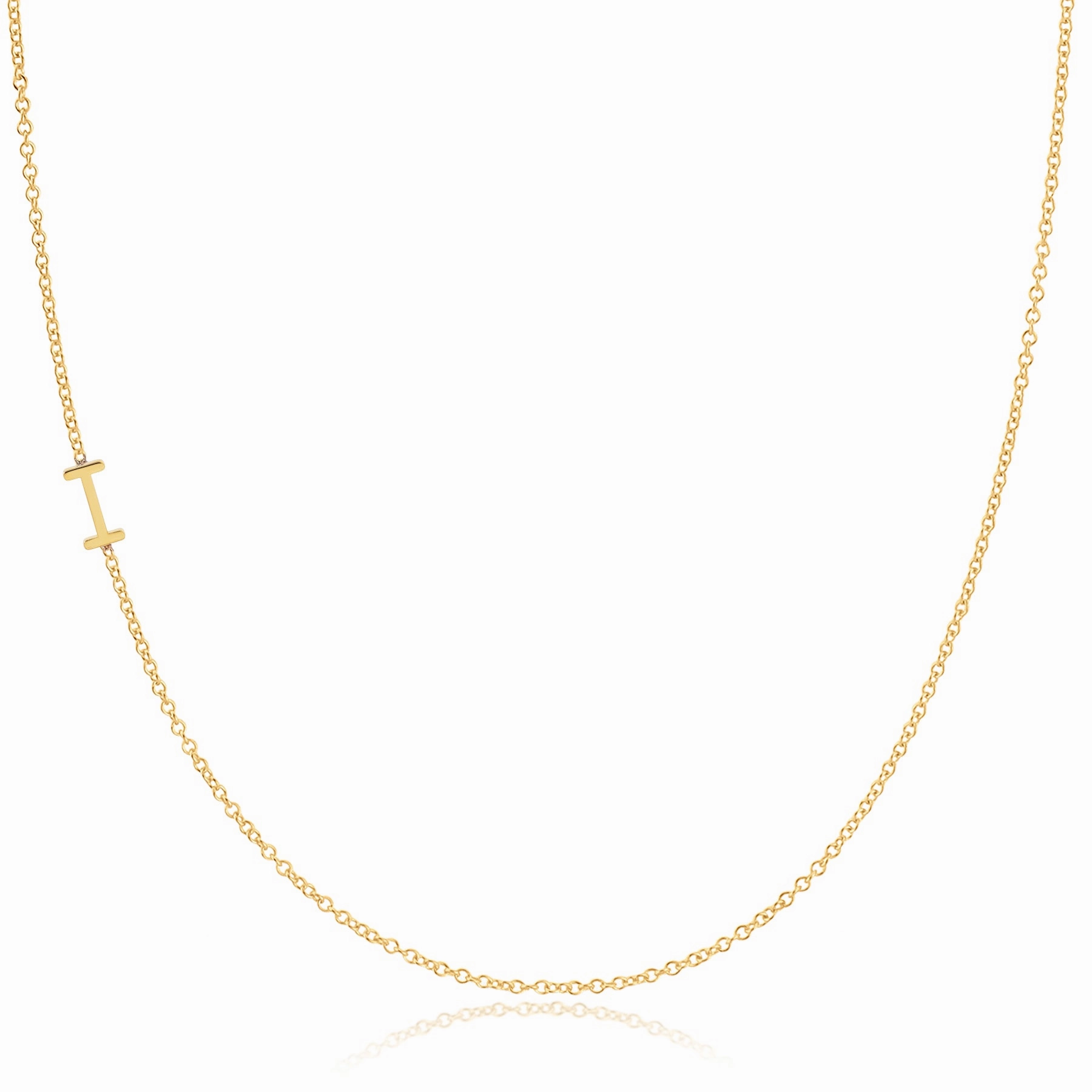 14k Gold Asymmetrical Letter Necklace - I