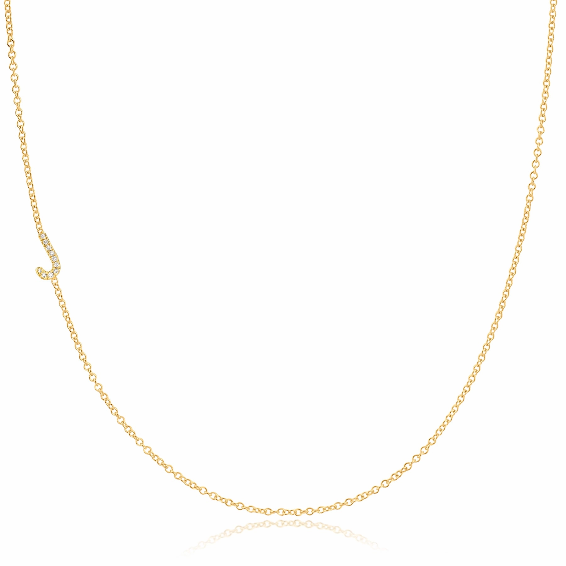 14k Gold Asymmetrical Letter Necklace - J
