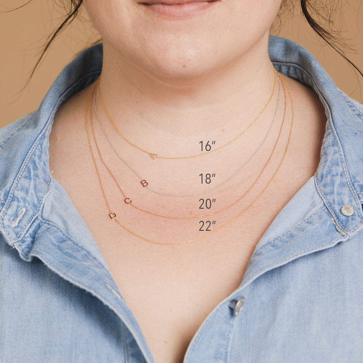 14k Gold Asymmetrical Letter Necklace - K