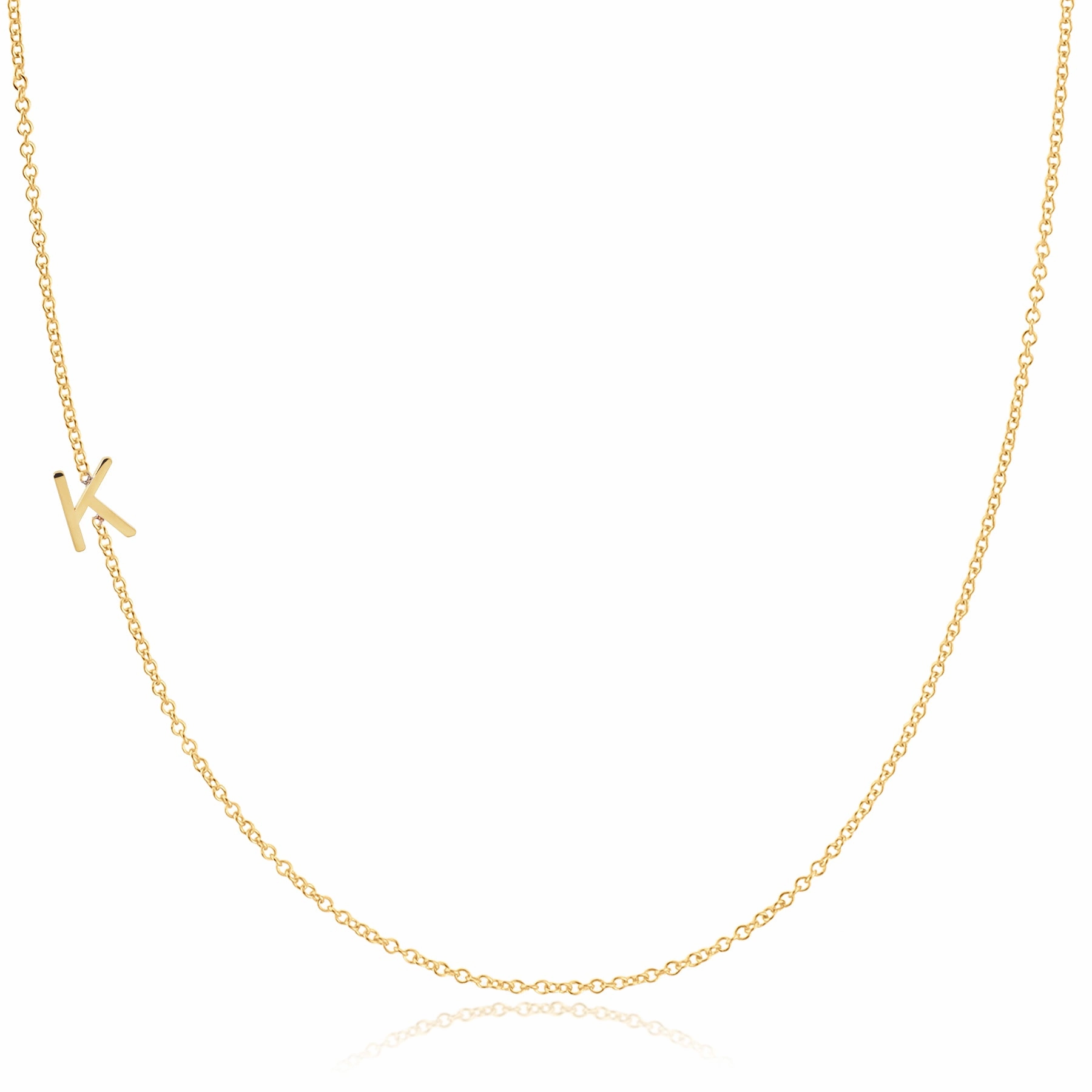 14k Gold Asymmetrical Letter Necklace - K