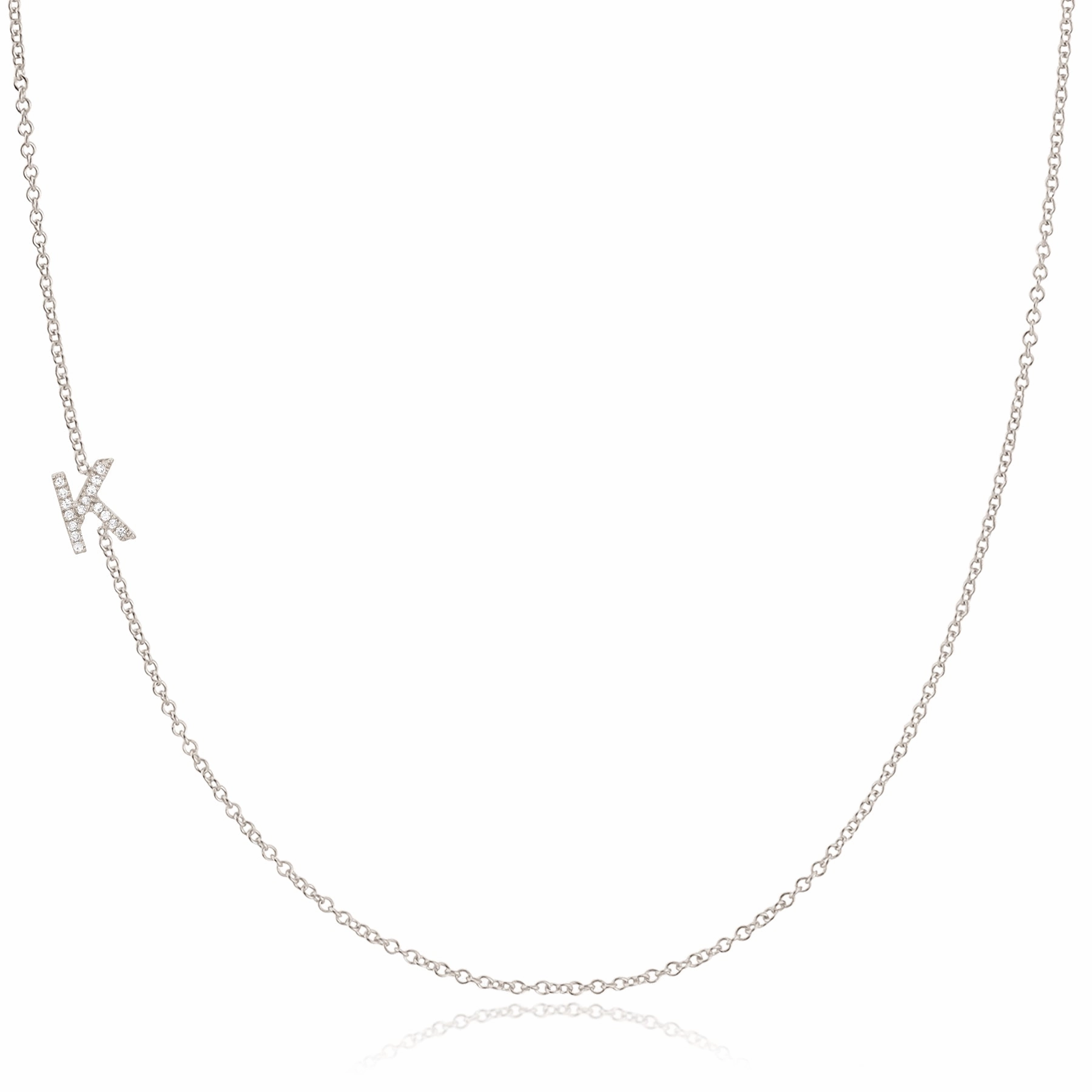 14k Gold Asymmetrical Letter Necklace - K
