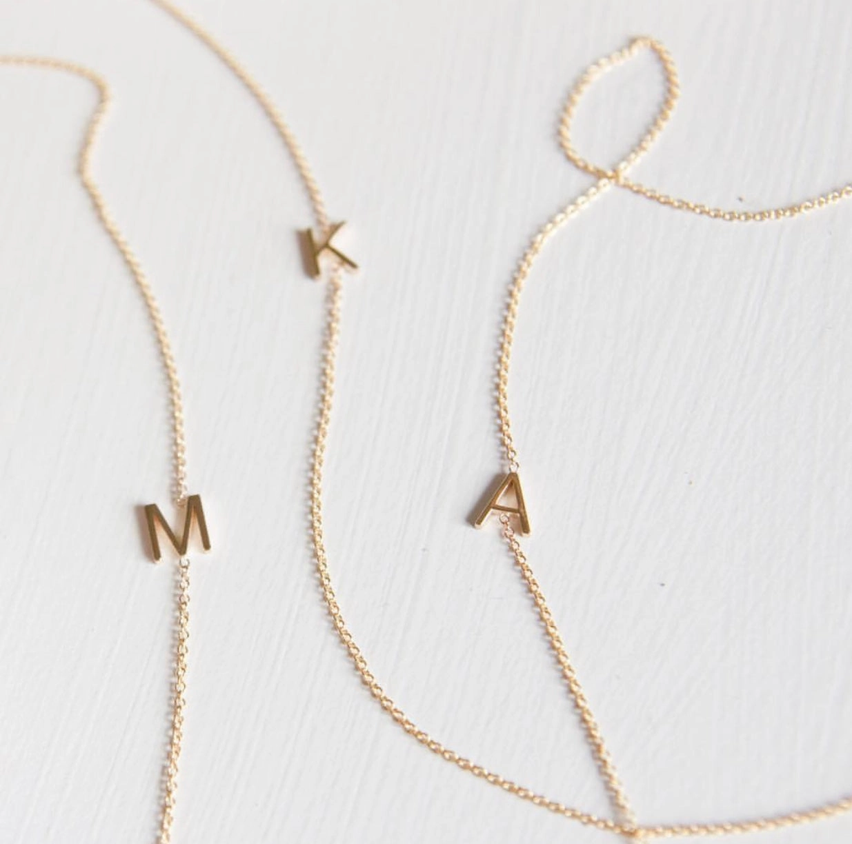 14k Gold Asymmetrical Letter Necklace - K