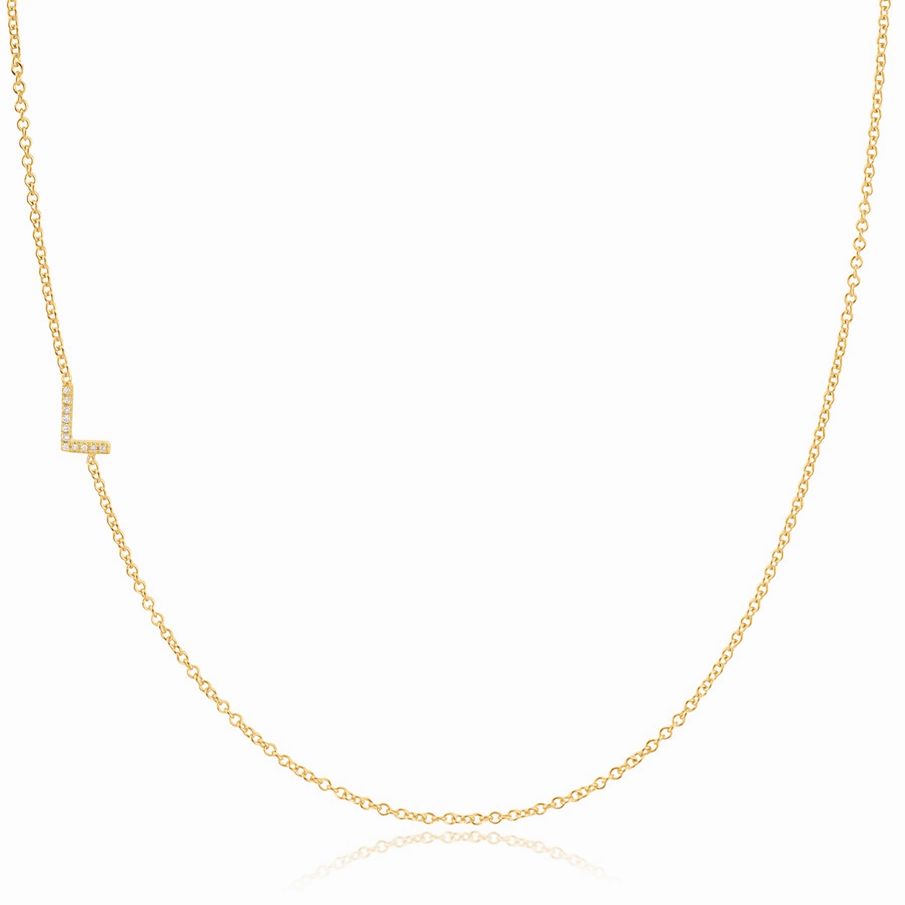 14k Gold Asymmetrical Letter Necklace - L