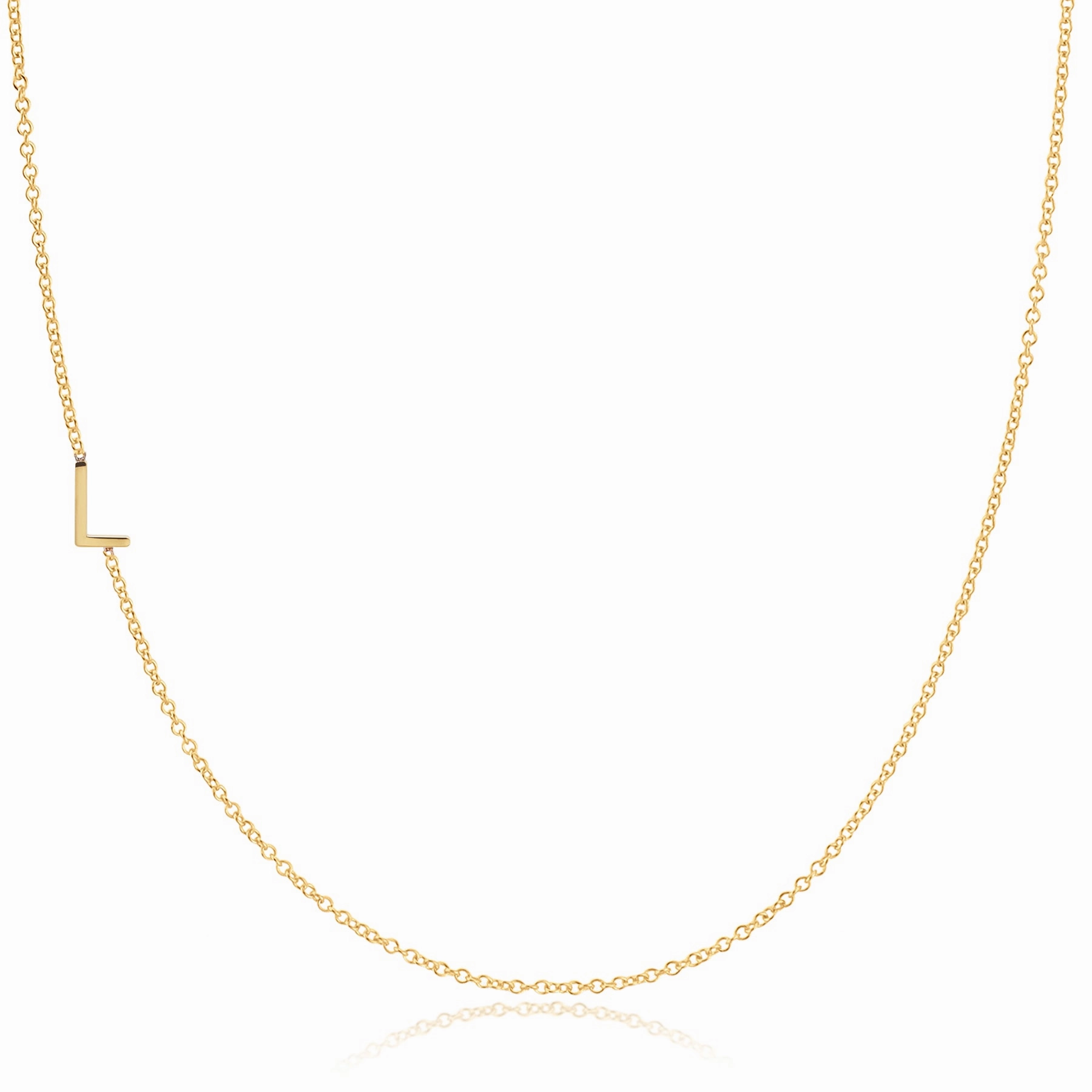14k Gold Asymmetrical Letter Necklace - L