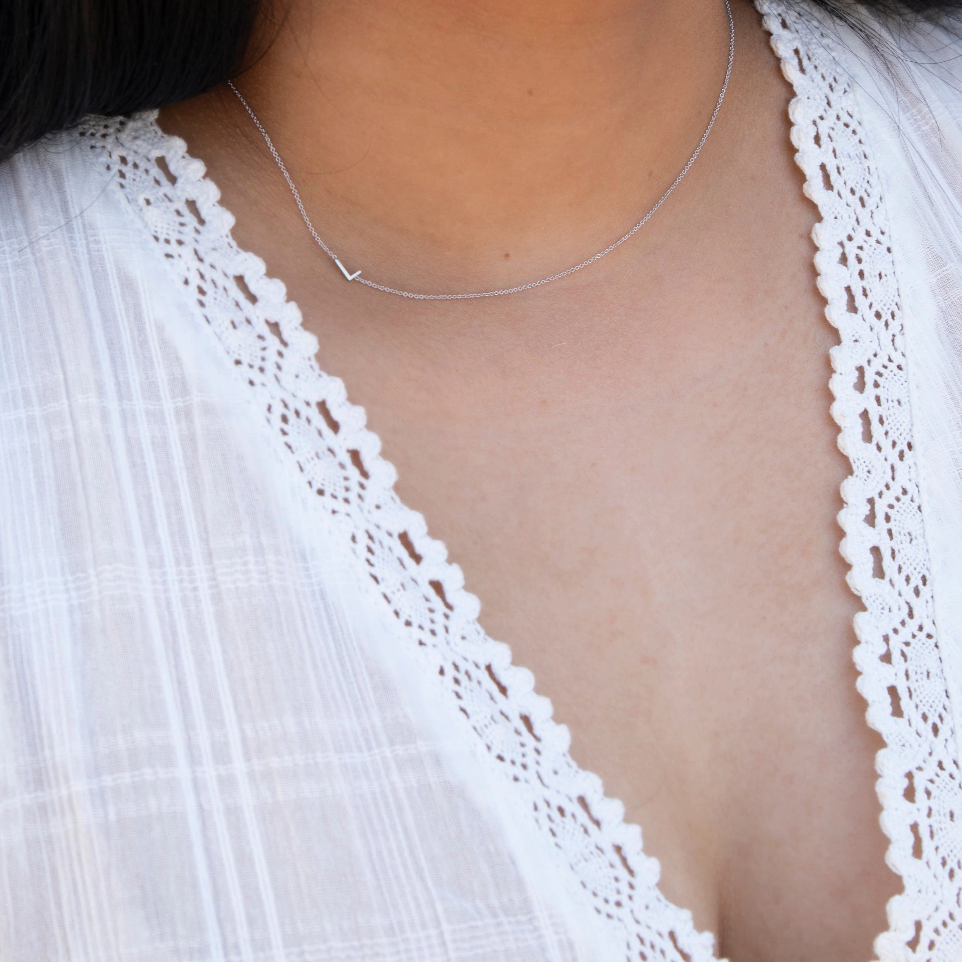 14k Gold Asymmetrical Letter Necklace - L