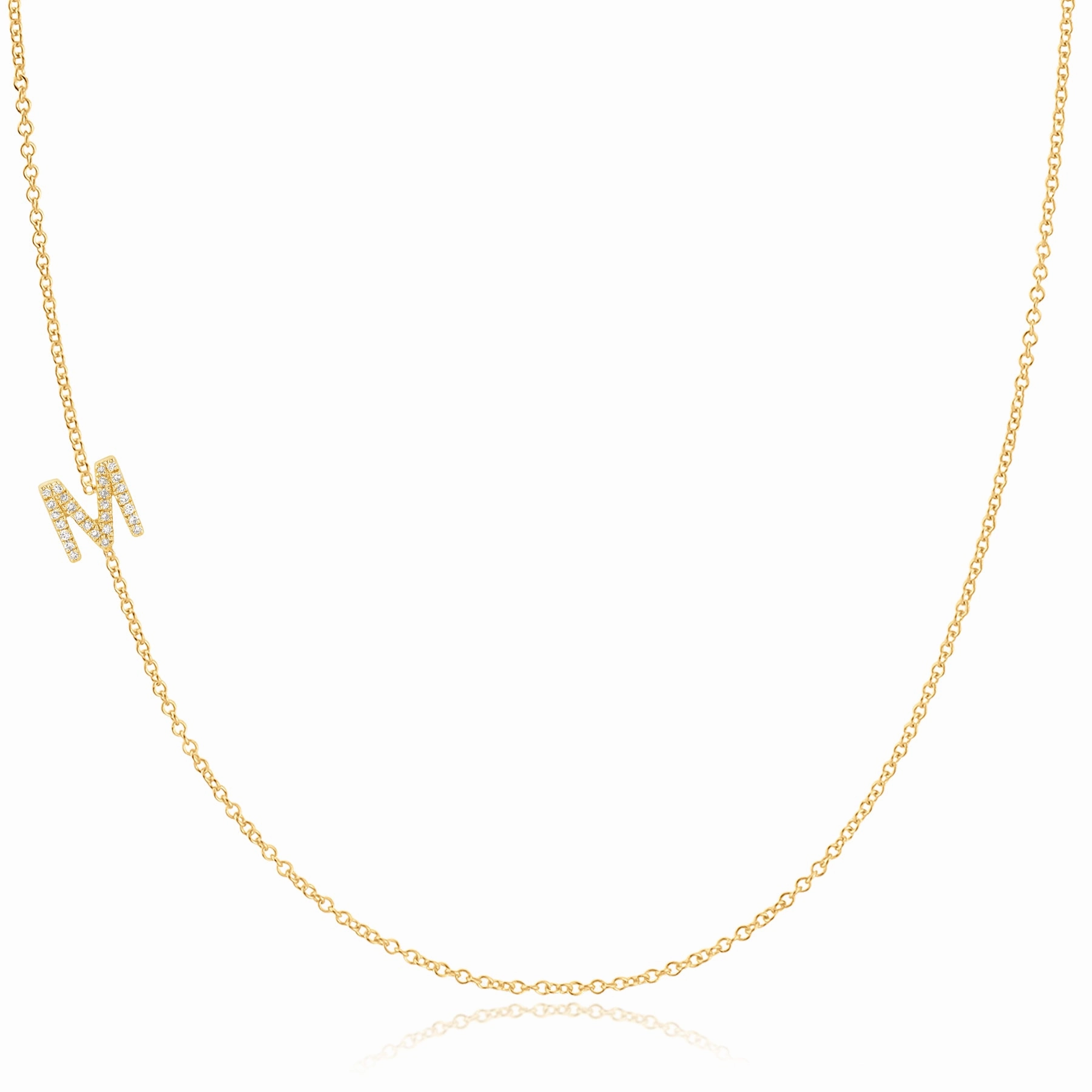 14k Gold Asymmetrical Letter Necklace - M