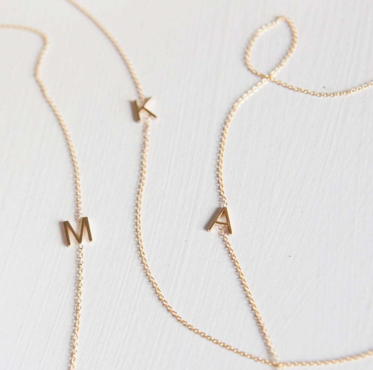 14k Gold Asymmetrical Letter Necklace - M