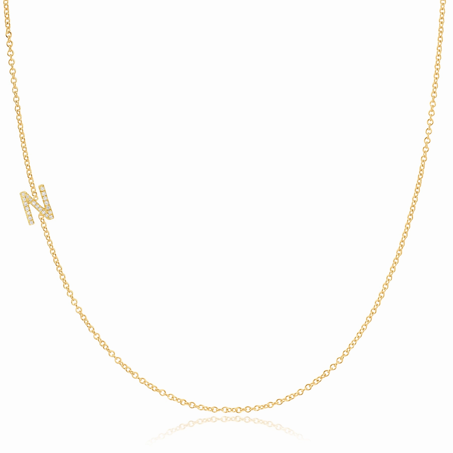 14k Gold Asymmetrical Letter Necklace - N