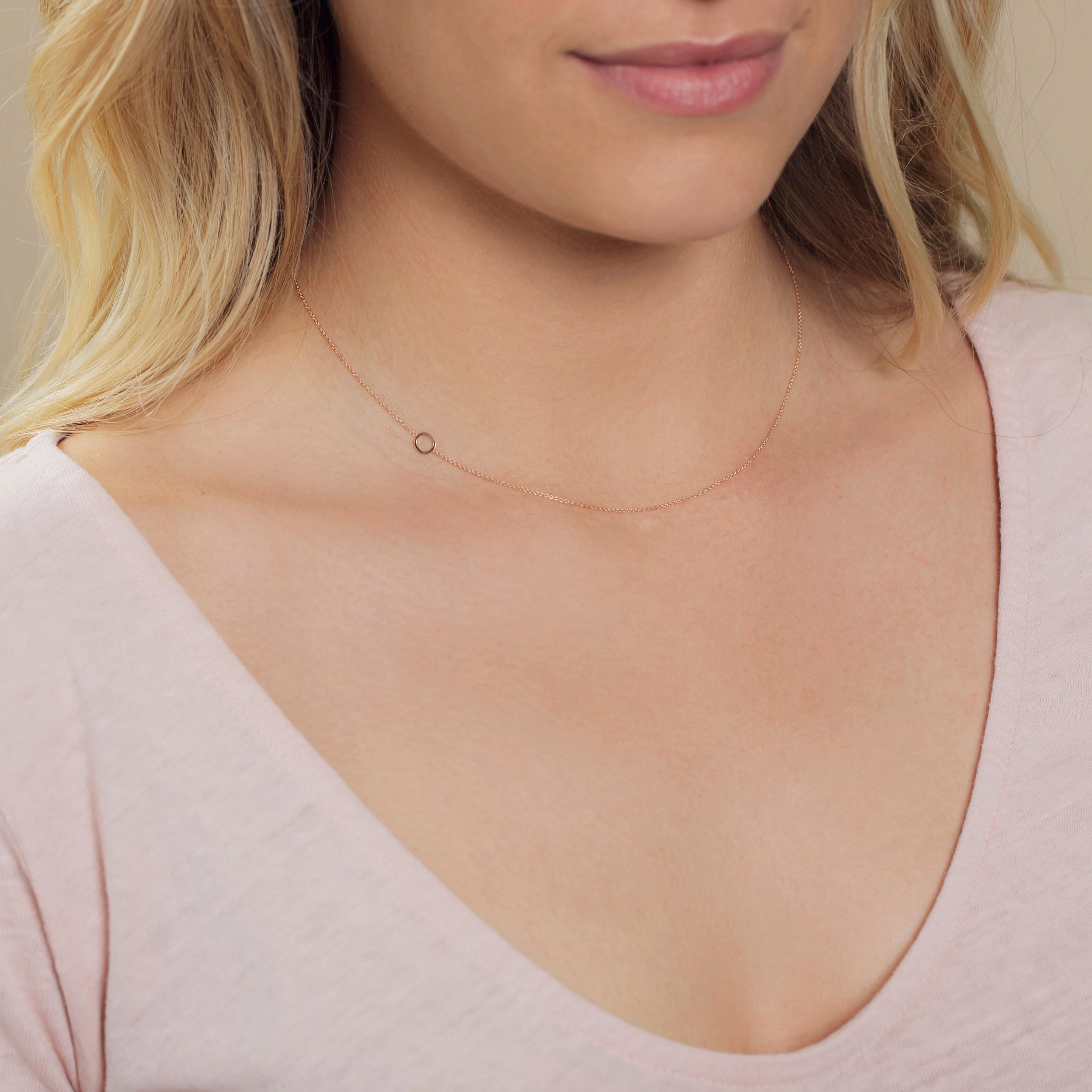 14k Gold Asymmetrical Letter Necklace - O