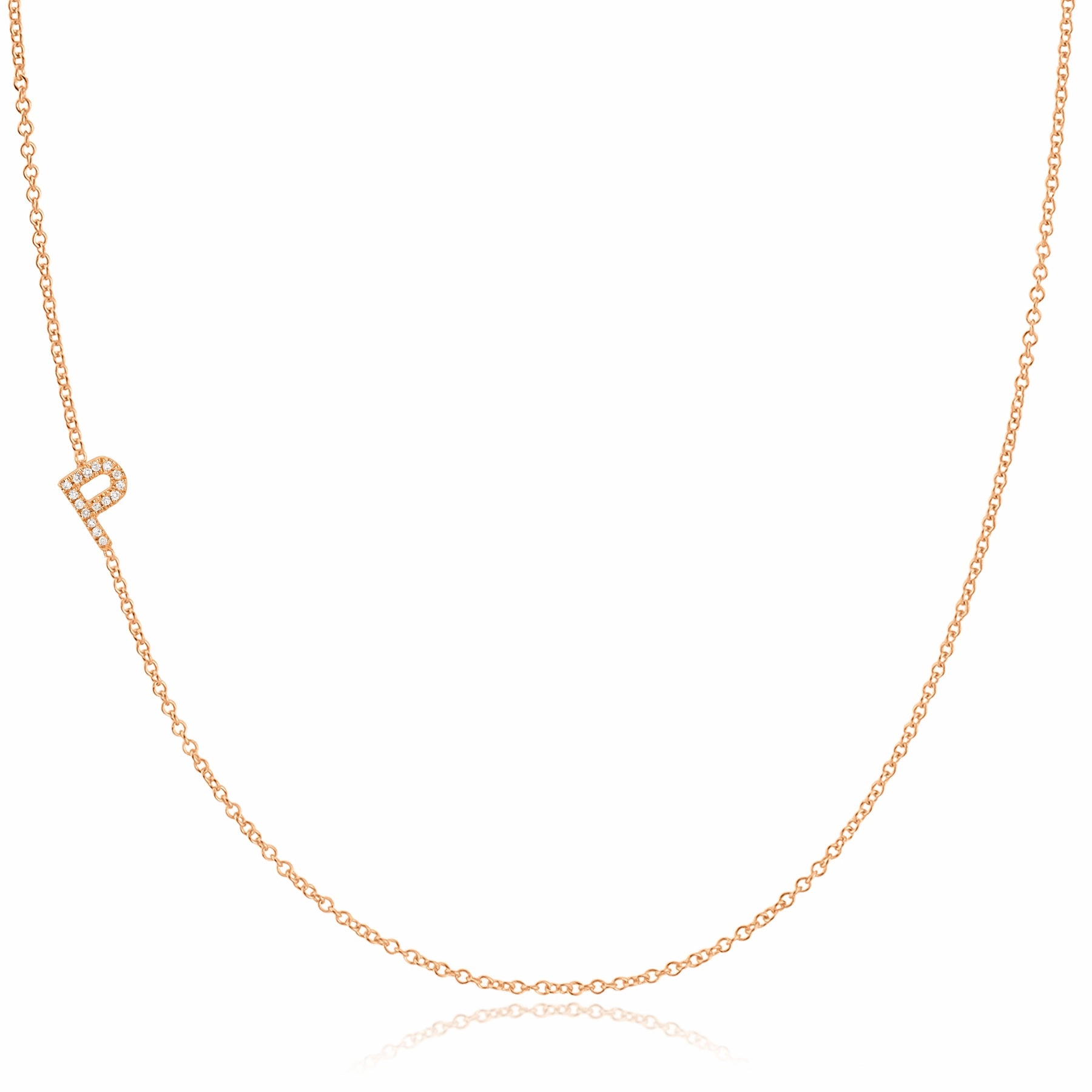 14k Gold Asymmetrical Letter Necklace - P