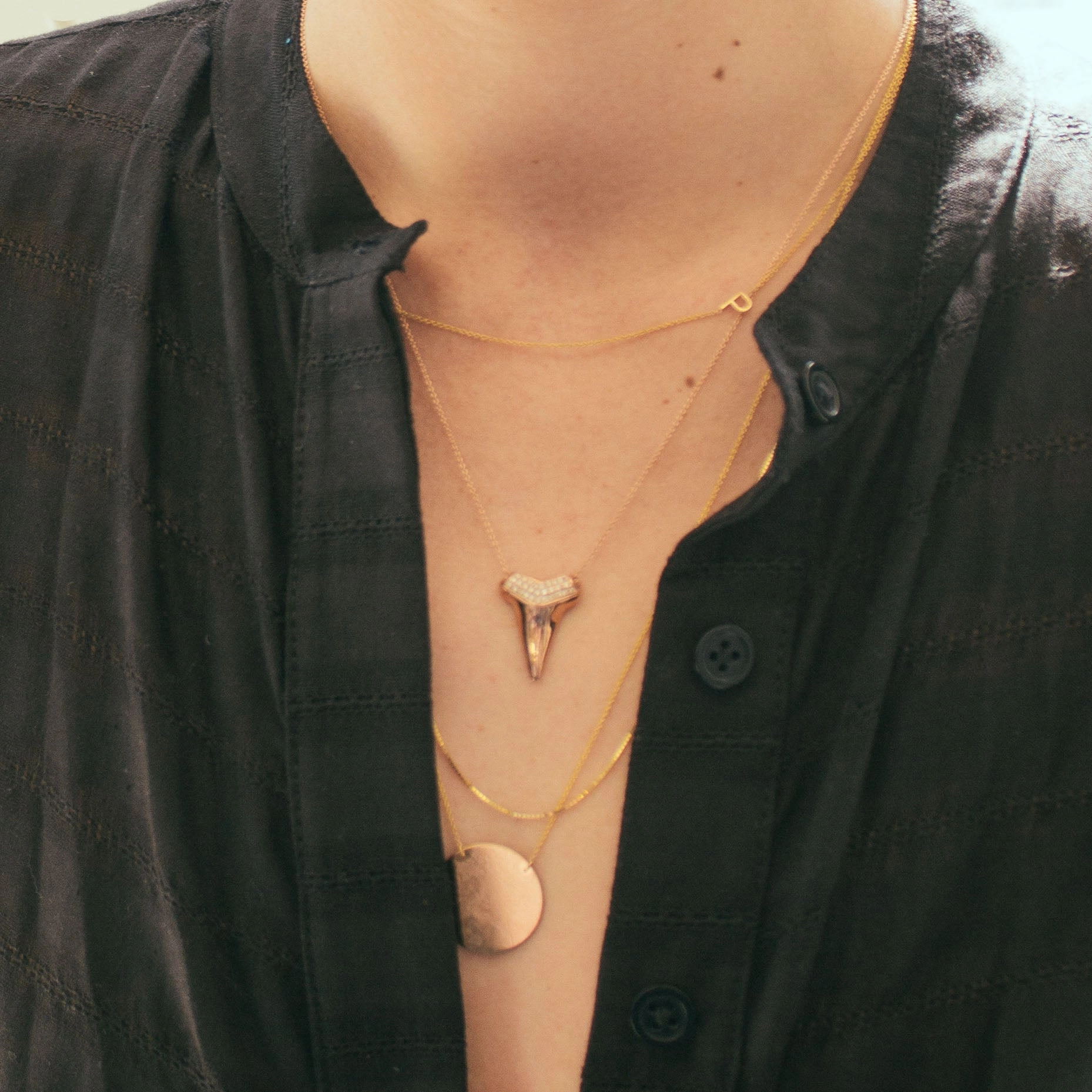 14k Gold Asymmetrical Letter Necklace - P