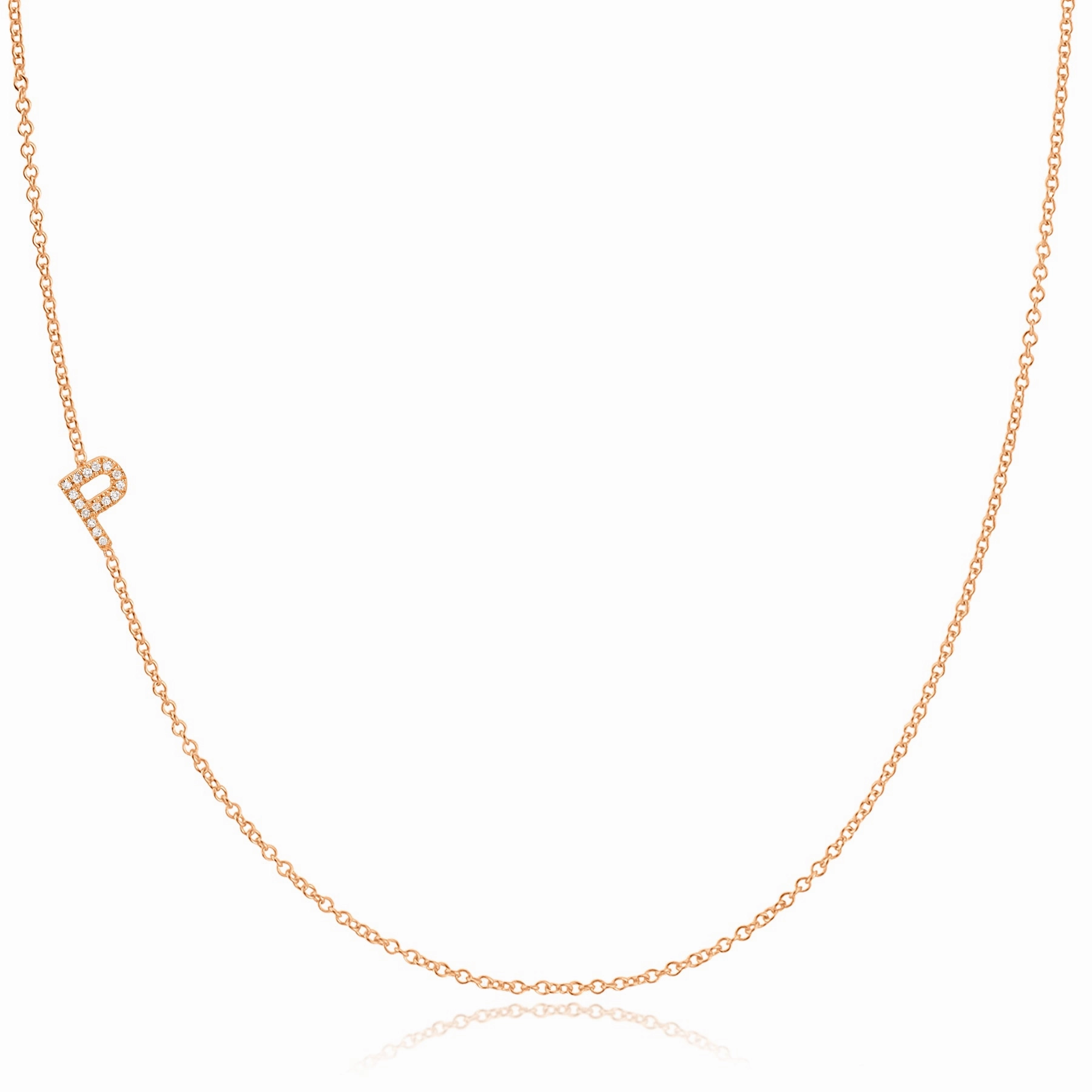 14k Gold Asymmetrical Letter Necklace - P