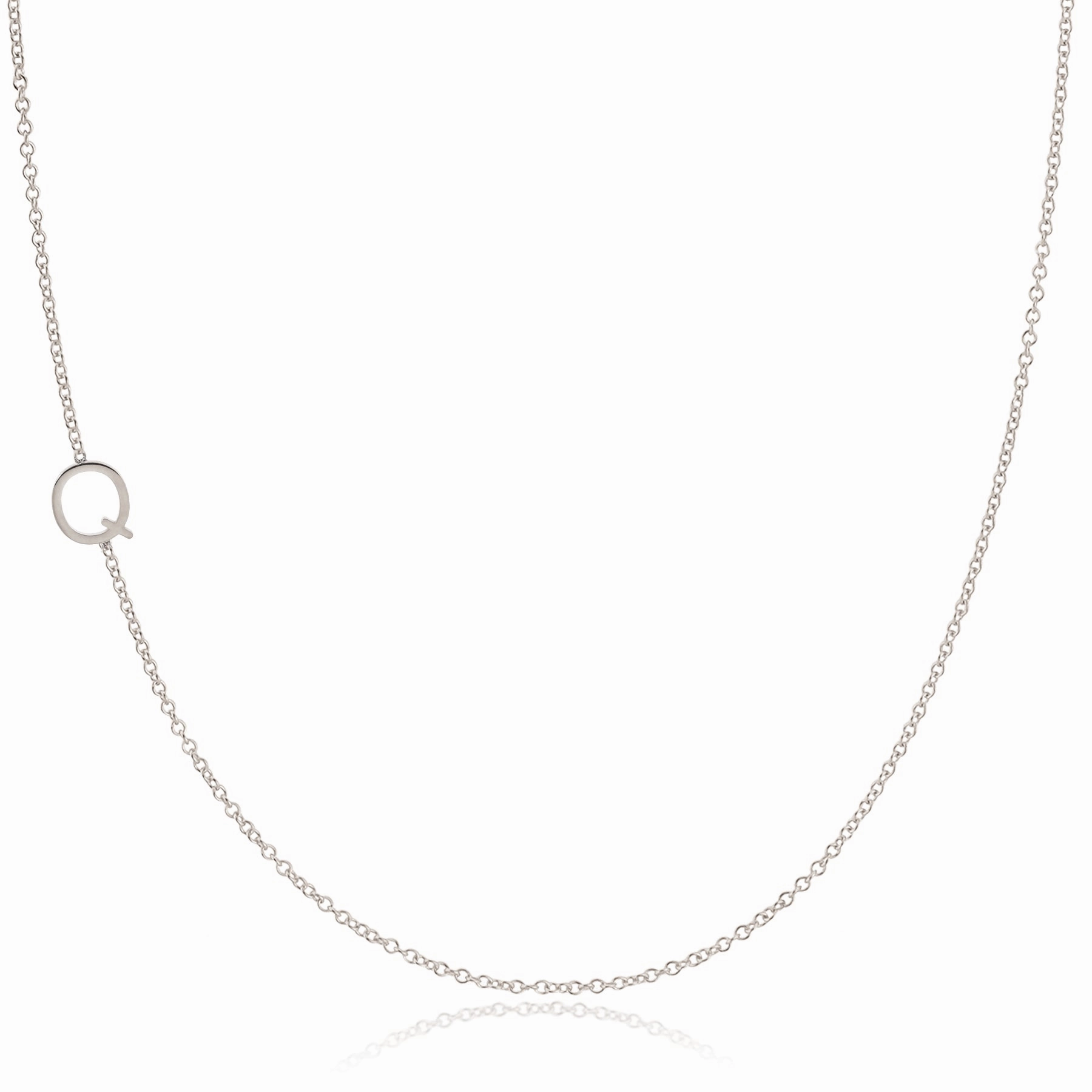 14k Gold Asymmetrical Letter Necklace - Q