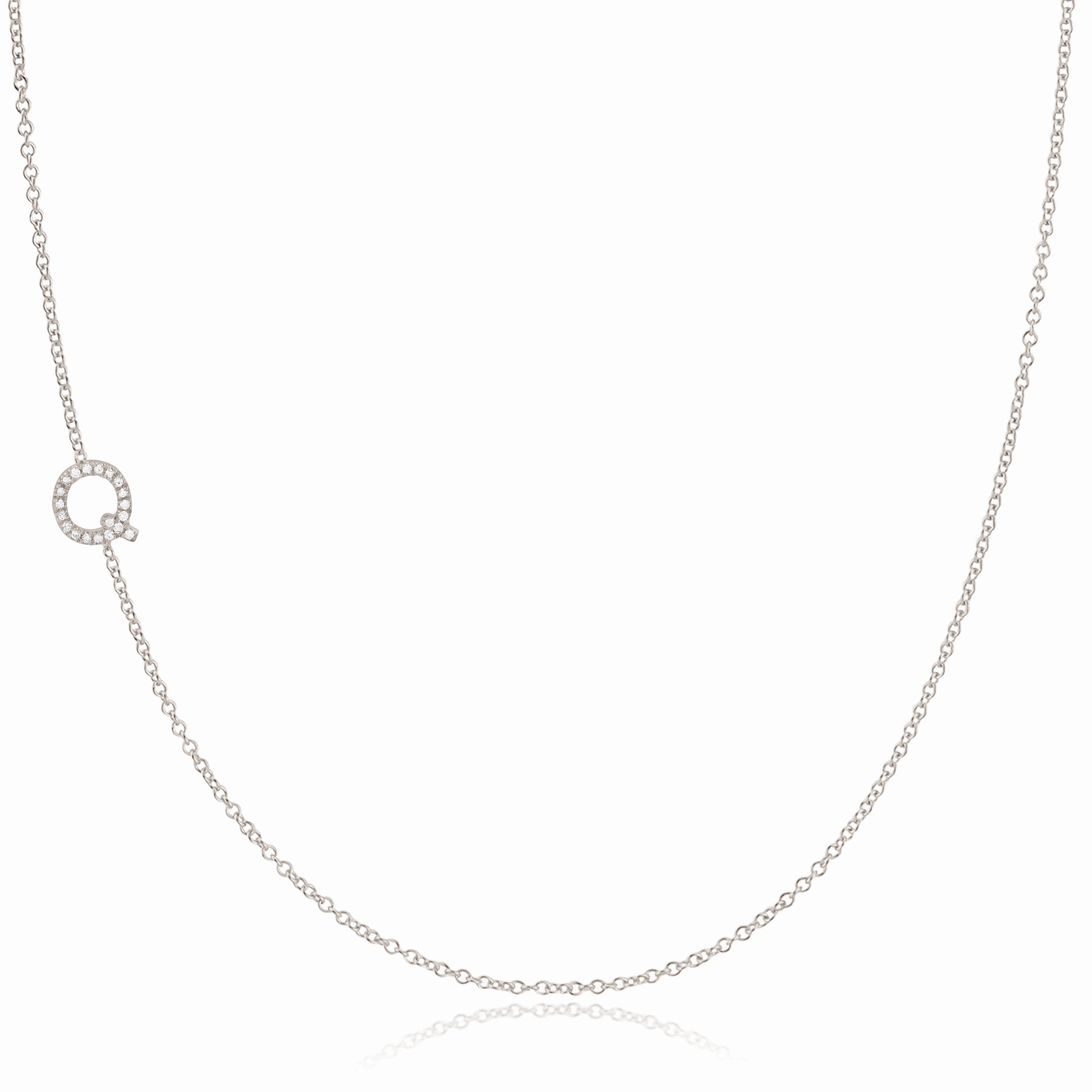 14k Gold Asymmetrical Letter Necklace - Q