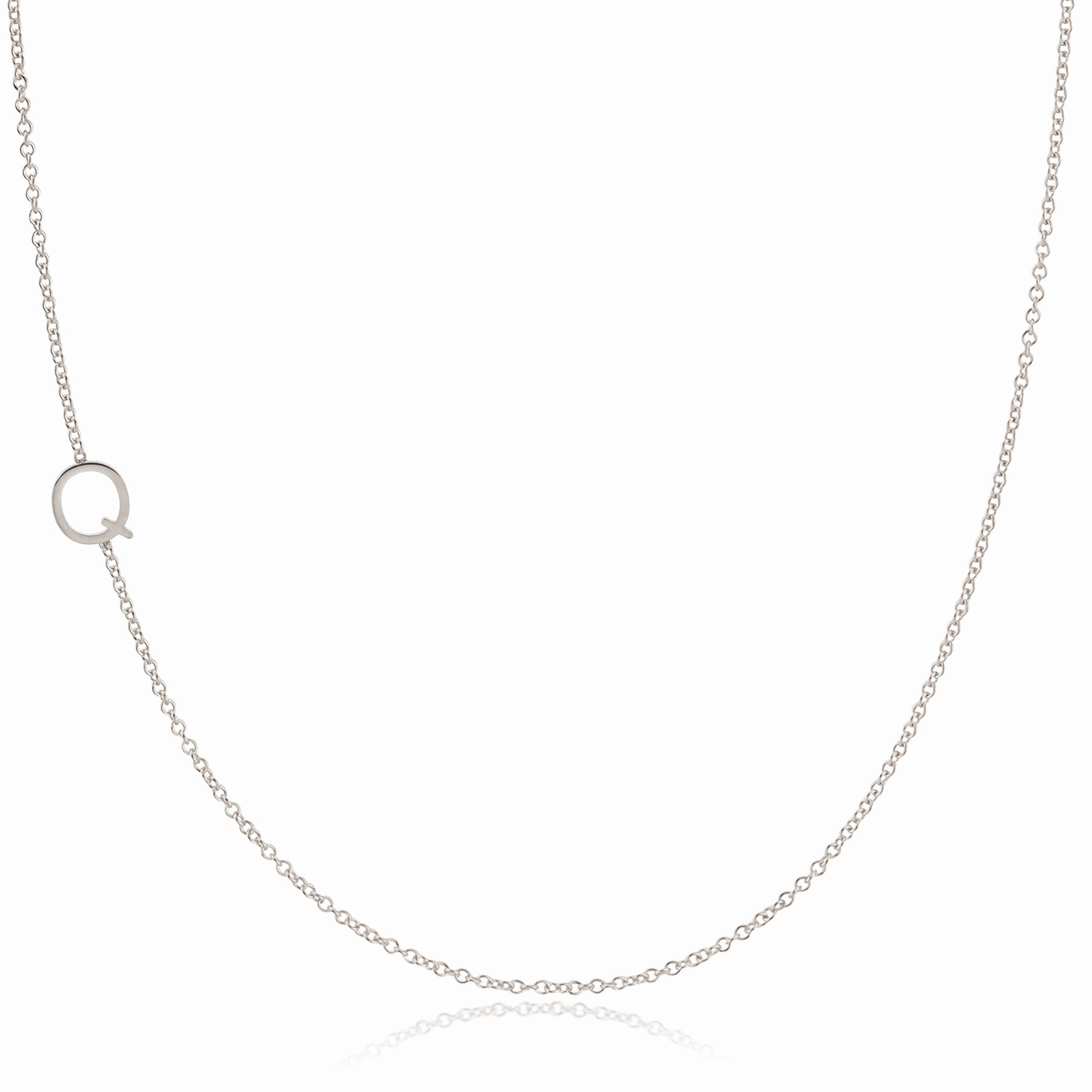 14k Gold Asymmetrical Letter Necklace - Q