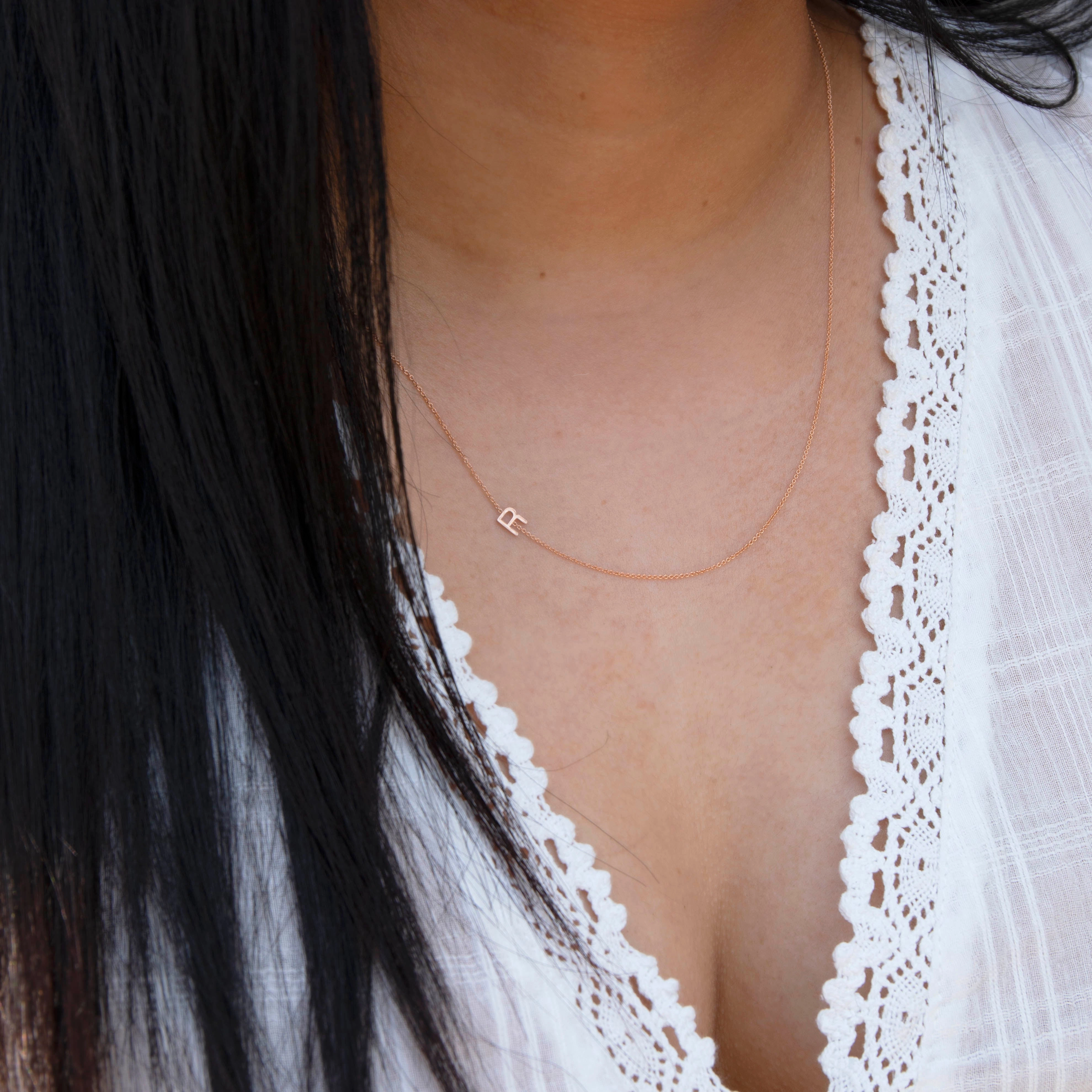 14k Gold Asymmetrical Letter Necklace - R