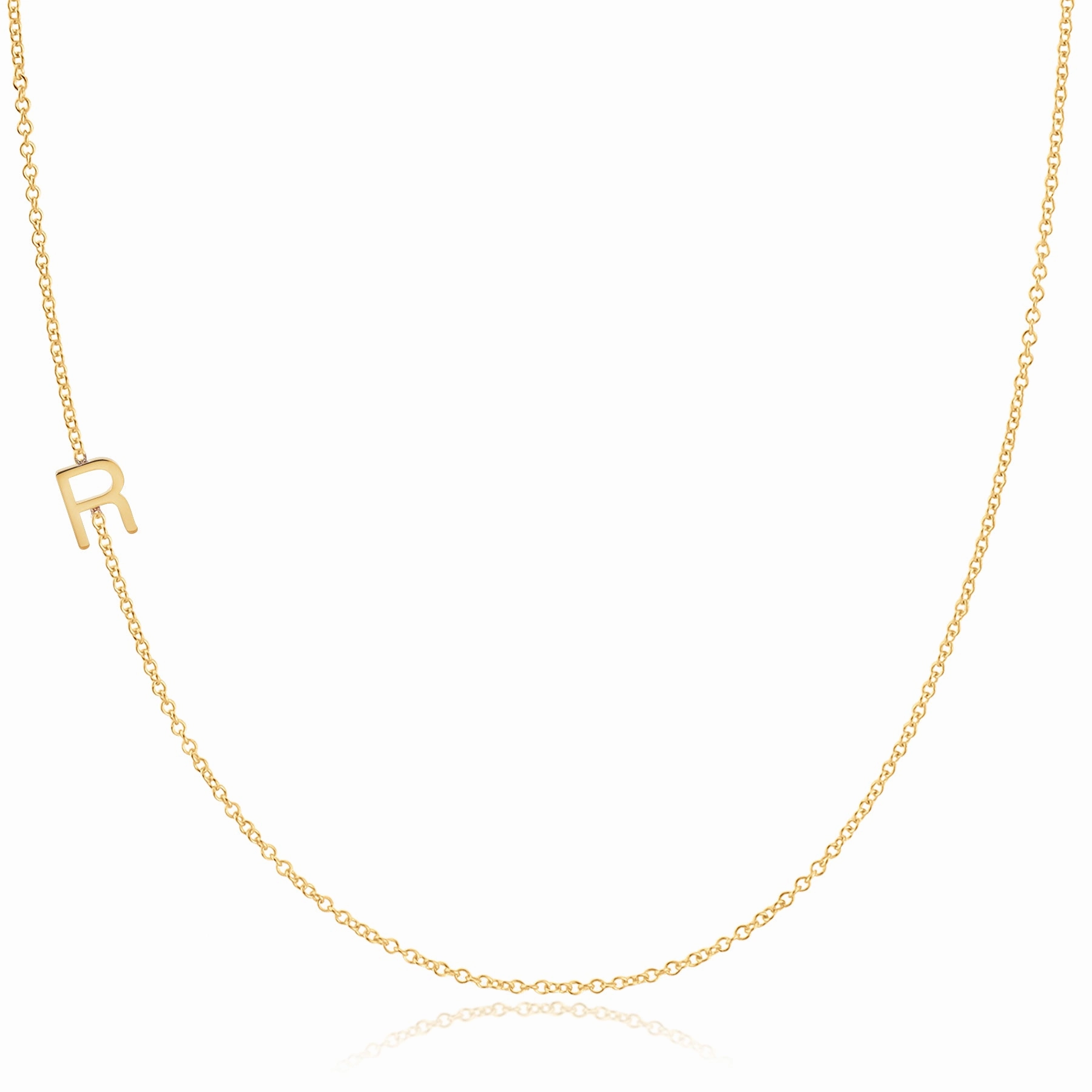 14k Gold Asymmetrical Letter Necklace - R