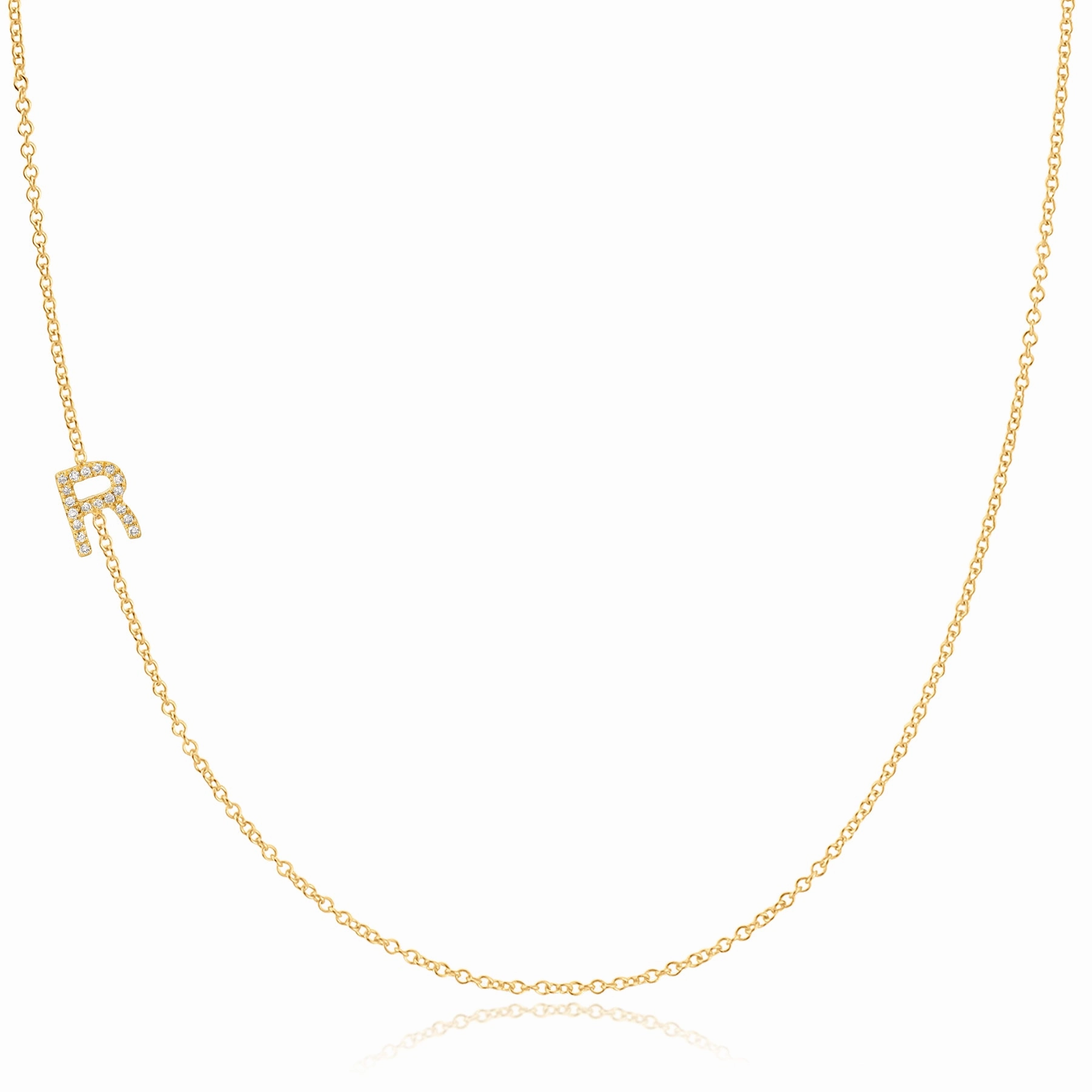 14k Gold Asymmetrical Letter Necklace - R