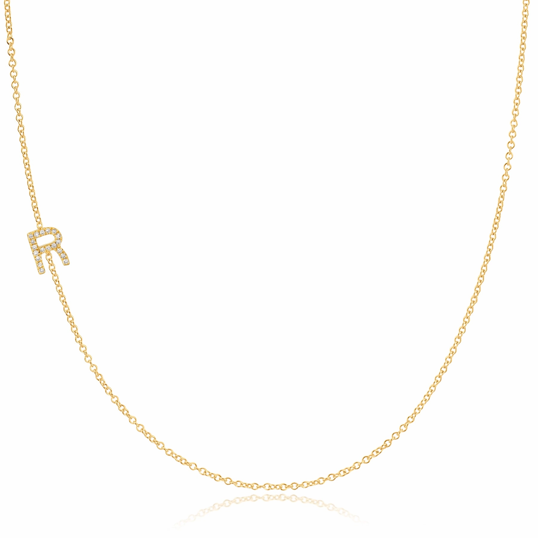 14k Gold Asymmetrical Letter Necklace - R