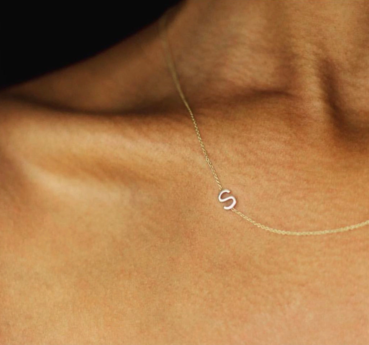 14k Gold Asymmetrical Letter Necklace - S